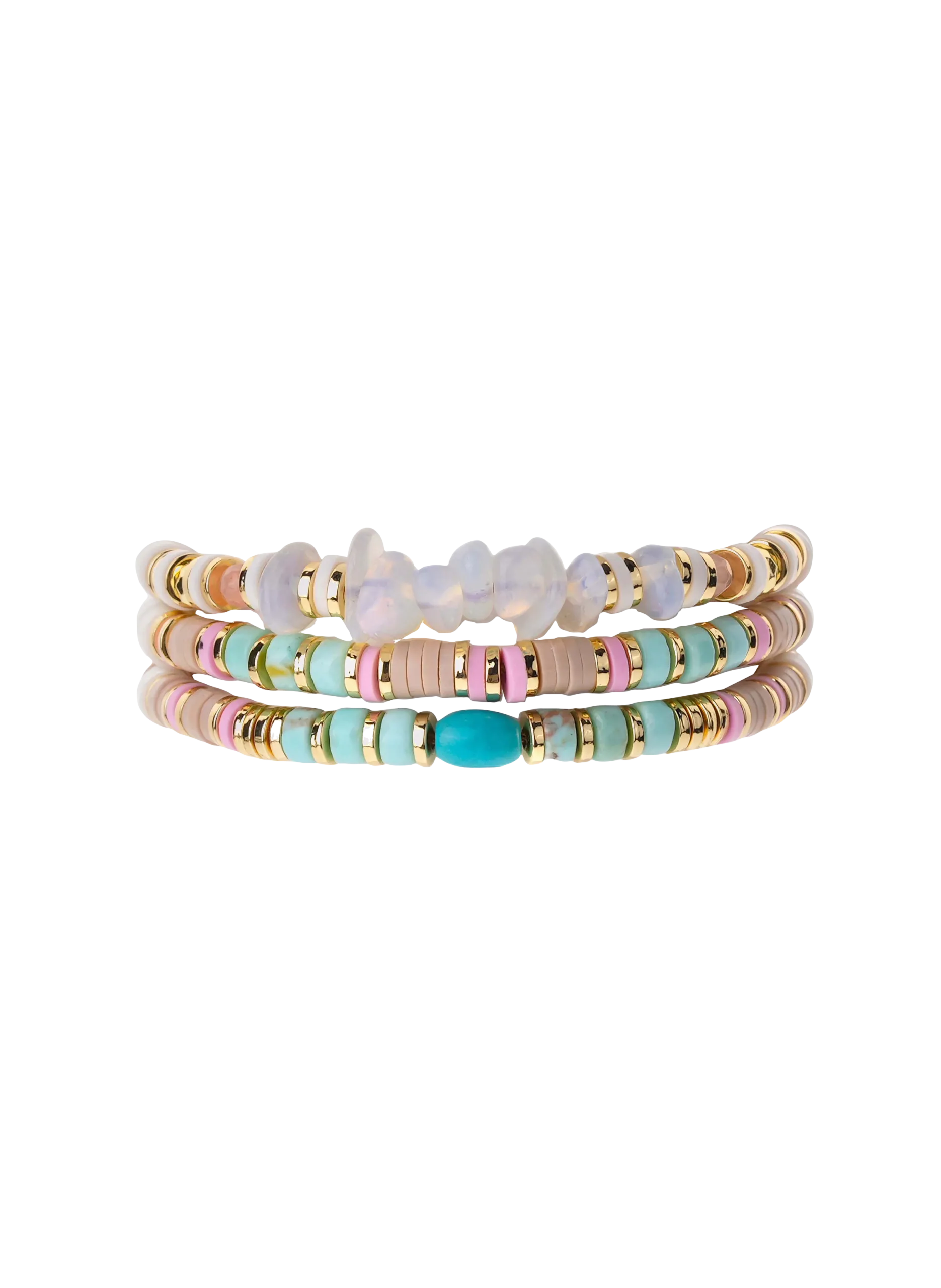 Bracelet ajustable multirang avec perles Blanc VADORADA