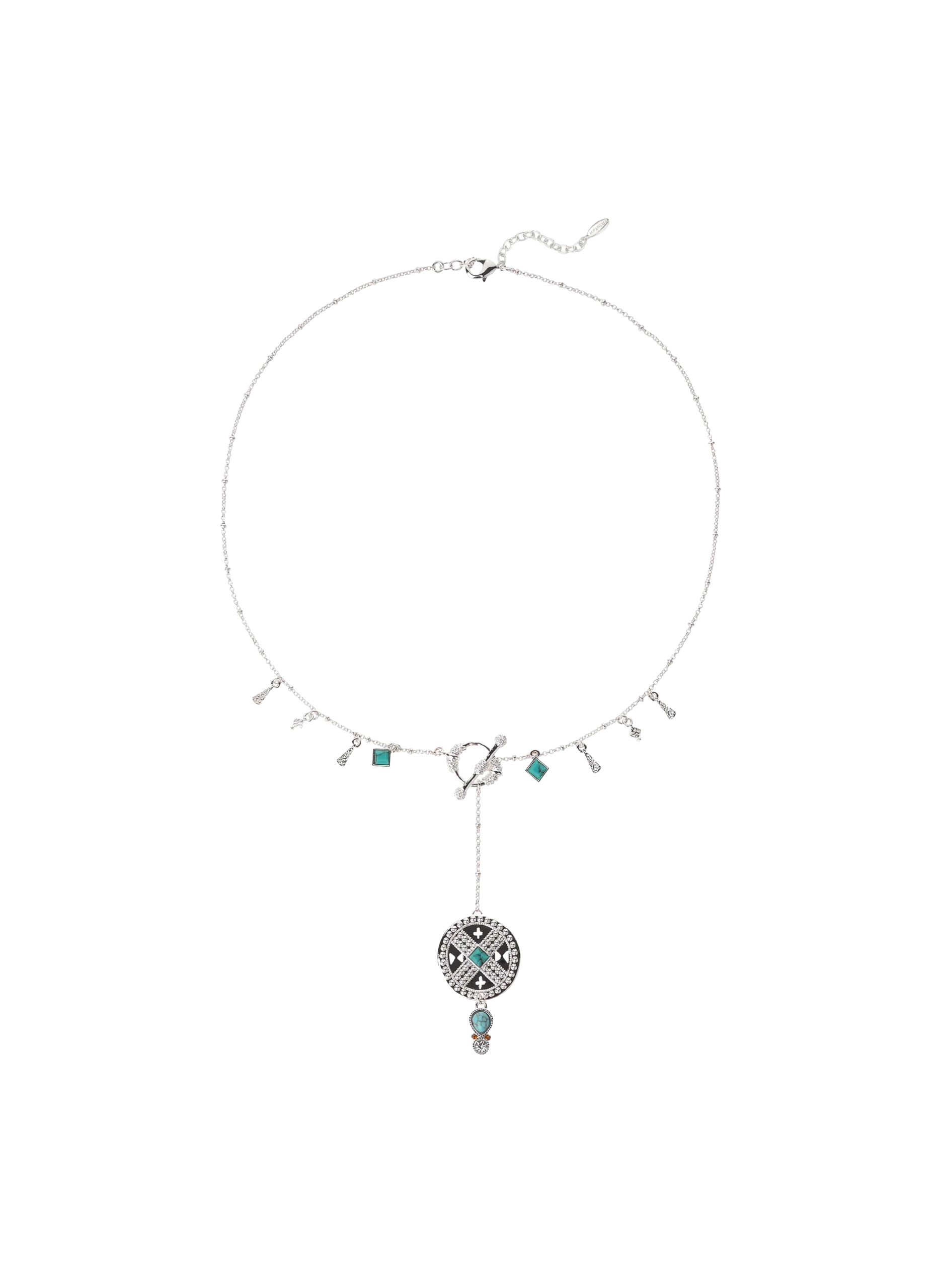 Collier chaîne avec breloques et pendentif central Argent YESENIA