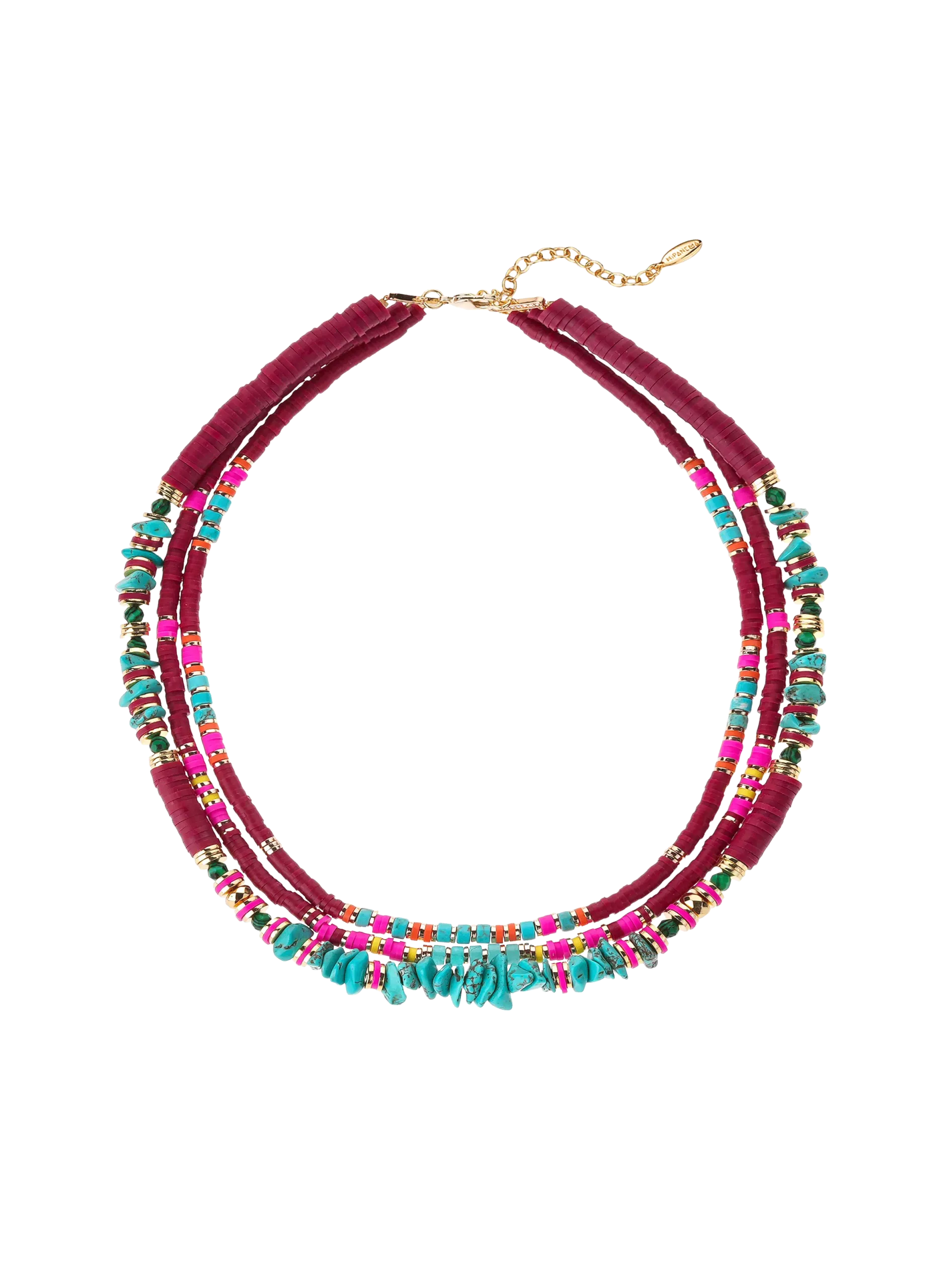 Collier multirang avec perles et sequins Rouge TRION