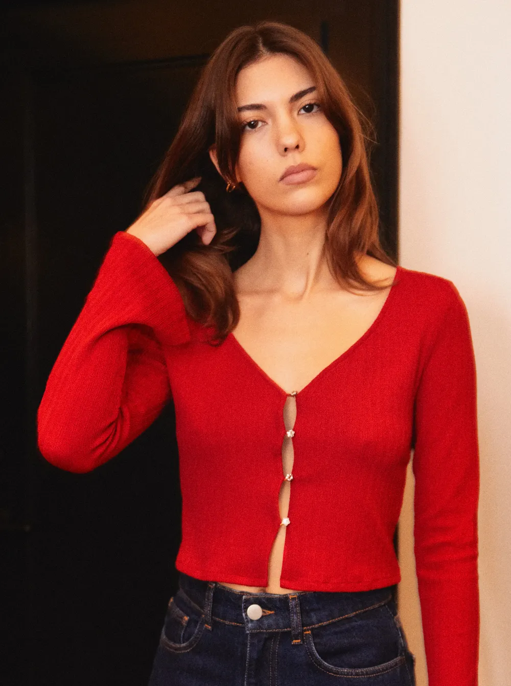 Top red rib Rouge RED RIB