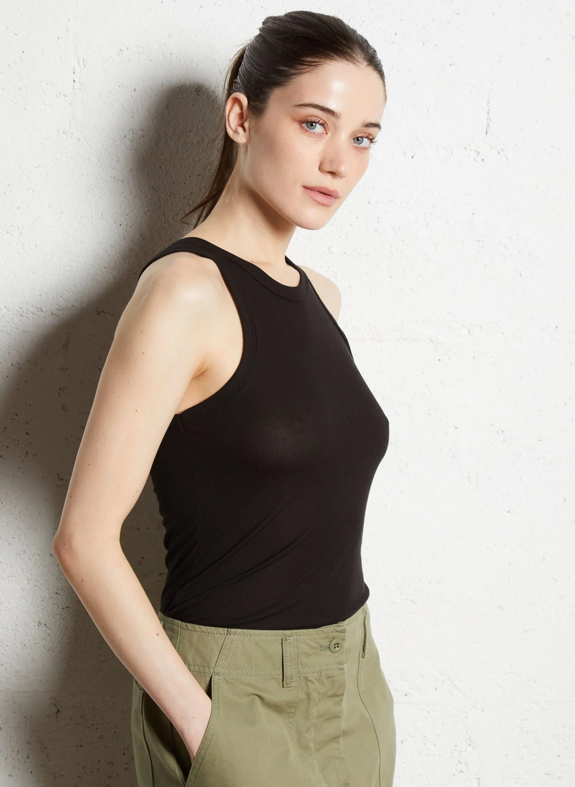 Débardeur sans manches en maille Noir