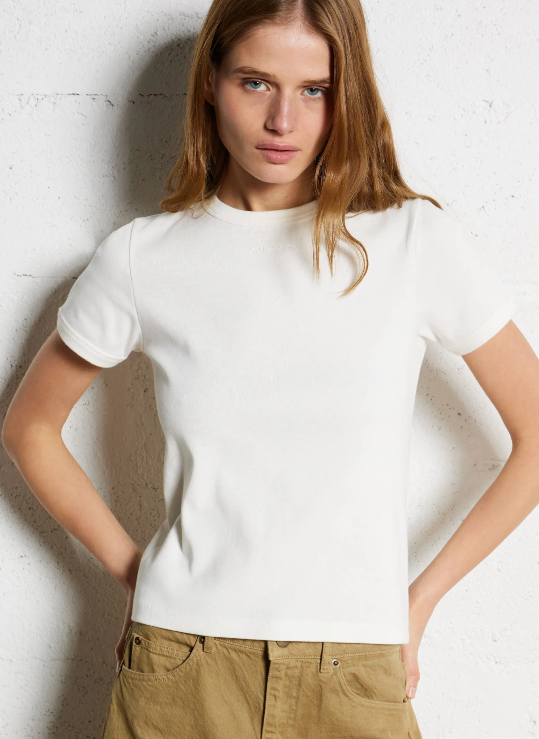 Tee-shirt droit col rond en coton bio Blanc ARISTIDE