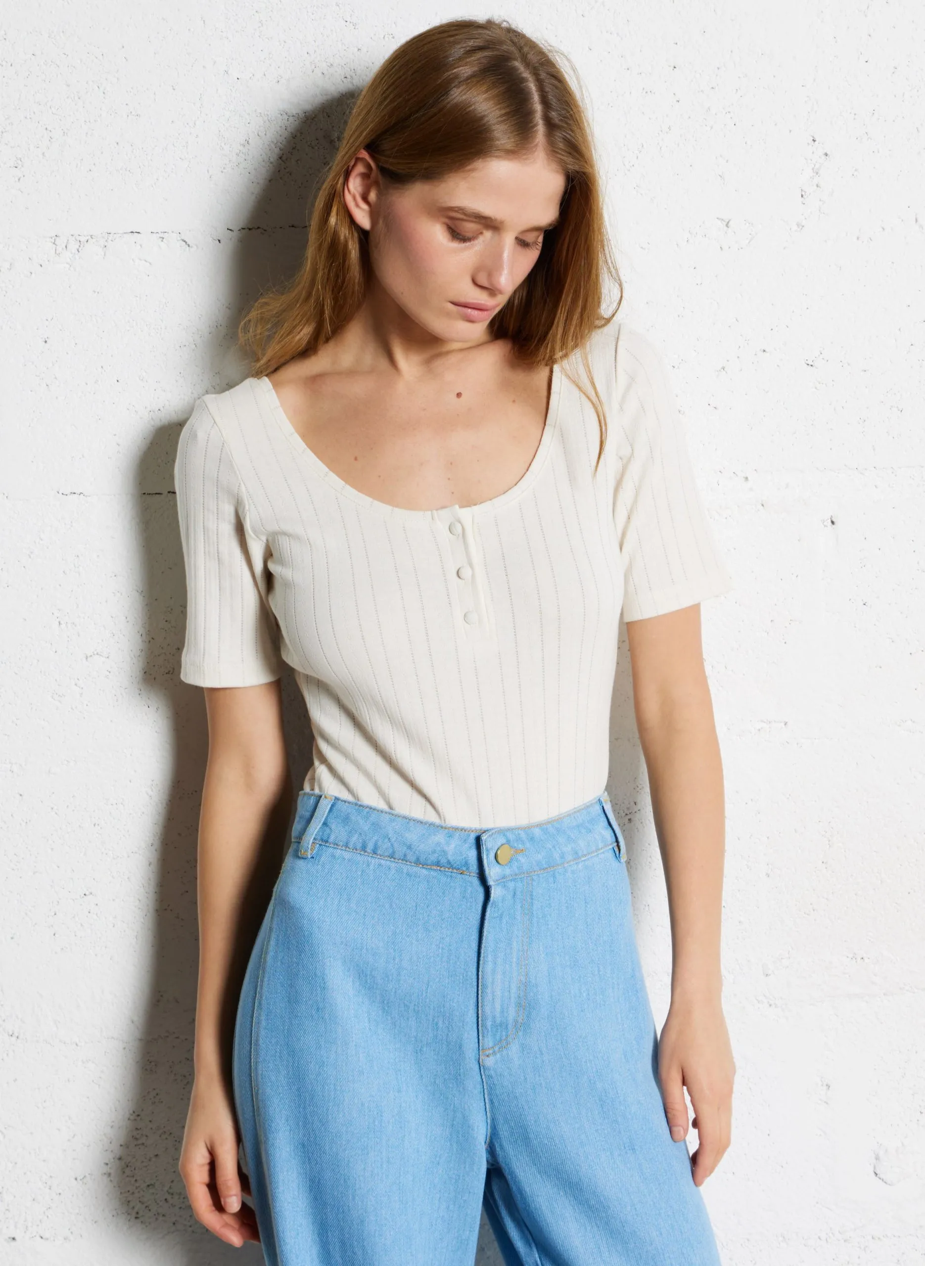 Body en maille pointelle Blanc