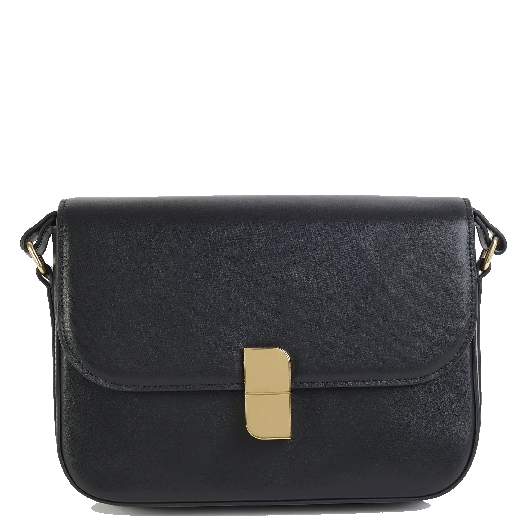 Sac bandoulière à rabat en cuir Noir ALICE