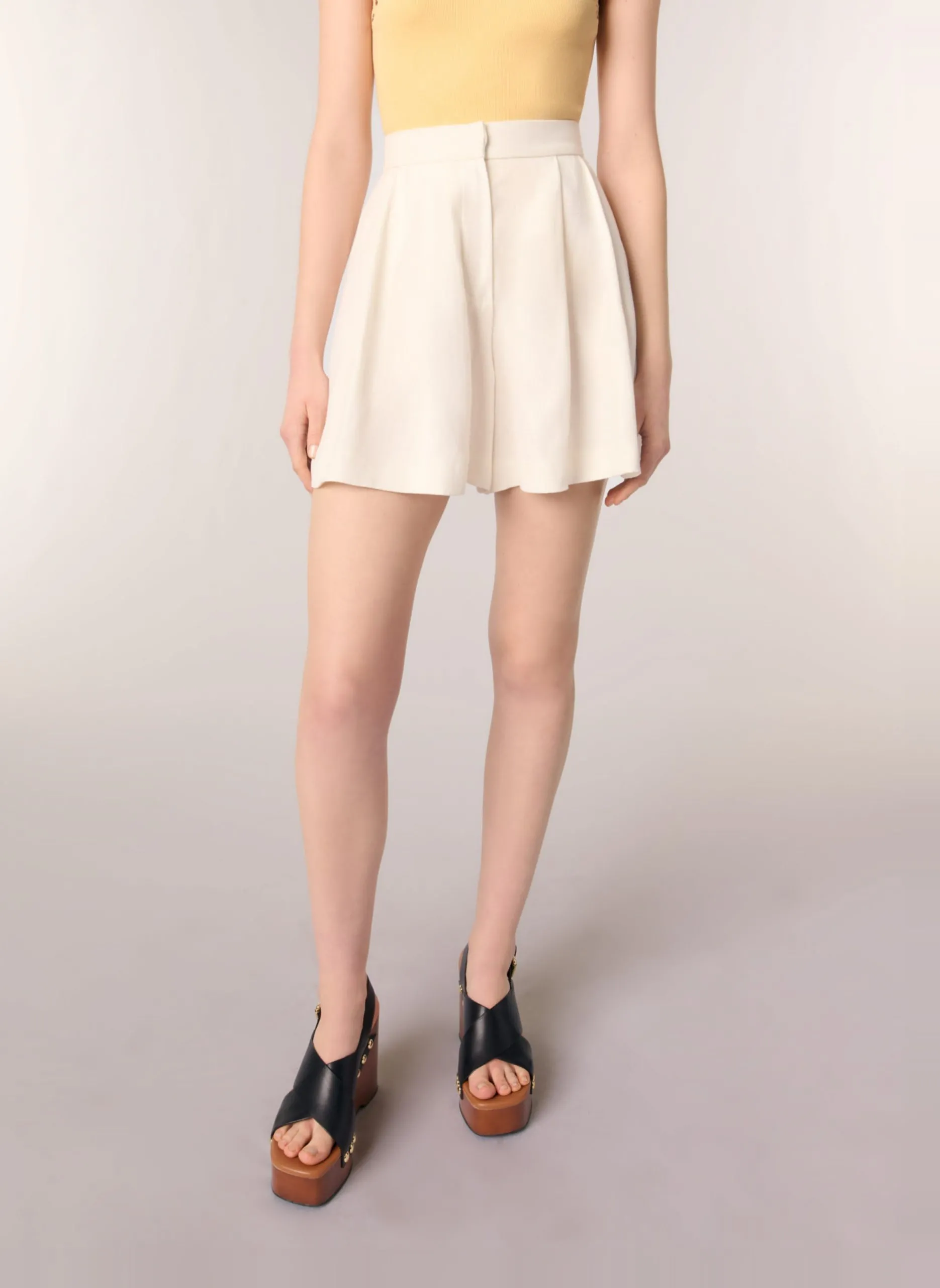 Short taille haute Beige