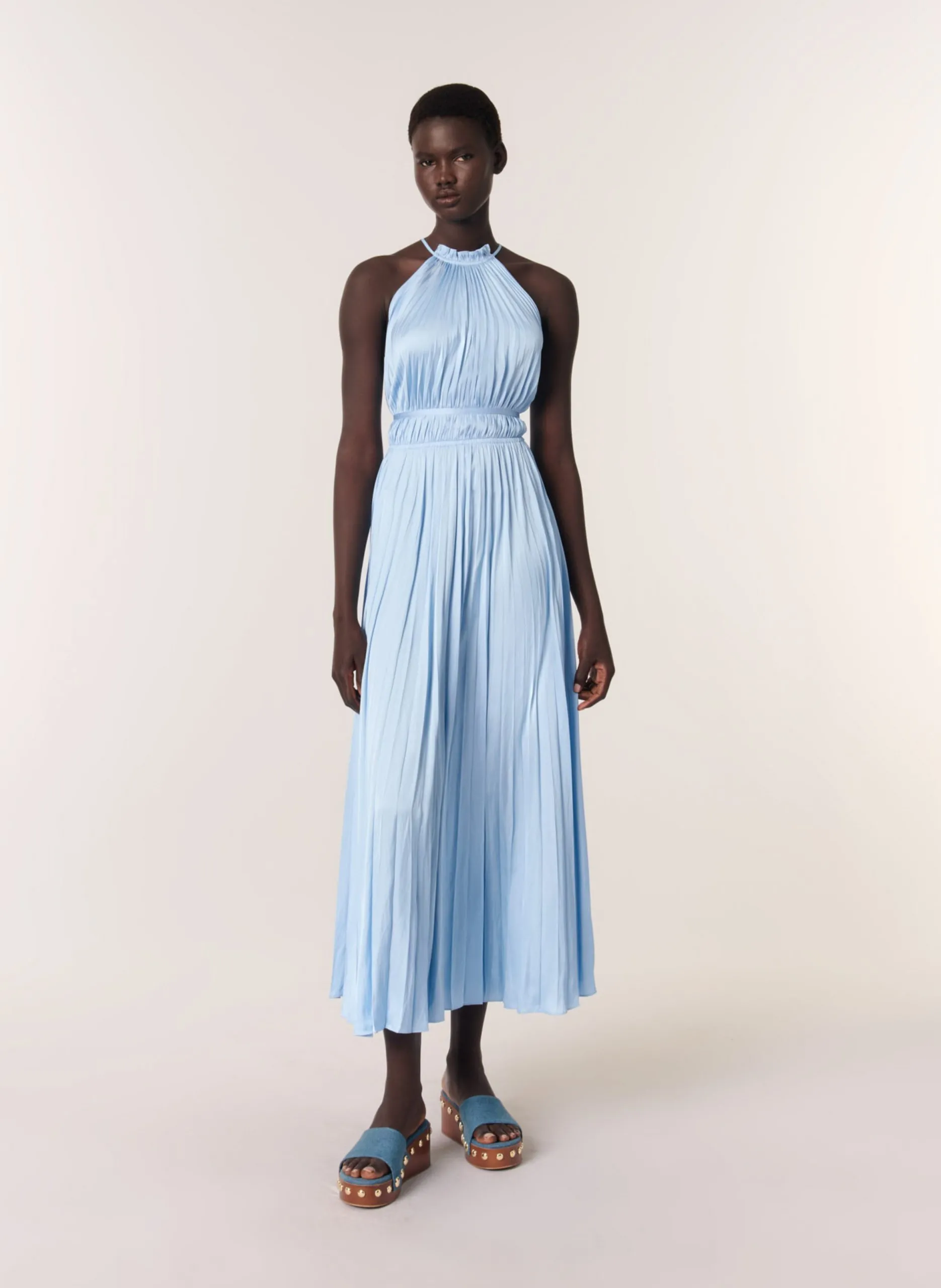 Robe longue évasée Bleu