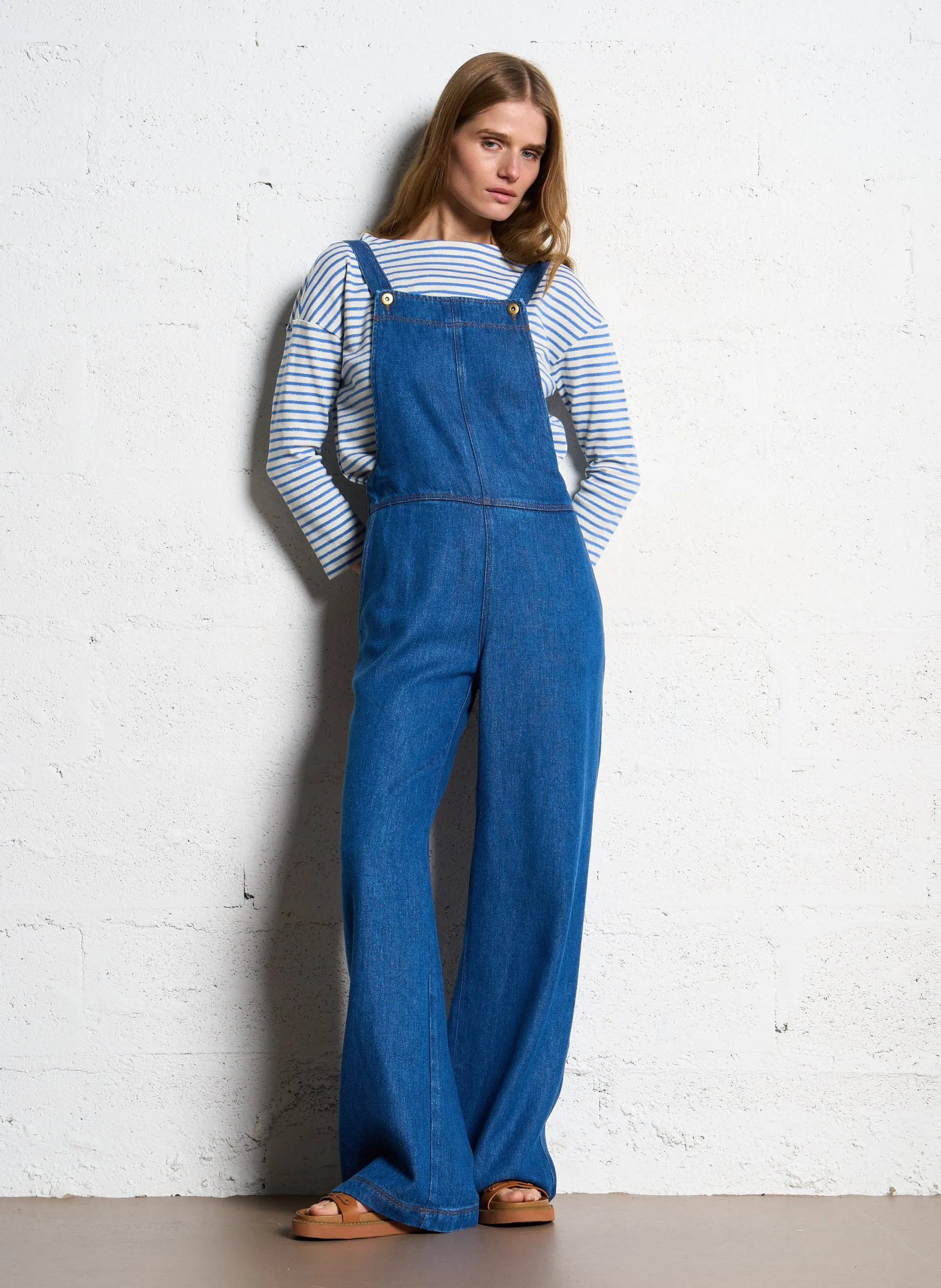 Combinaison droit en denim Bleu