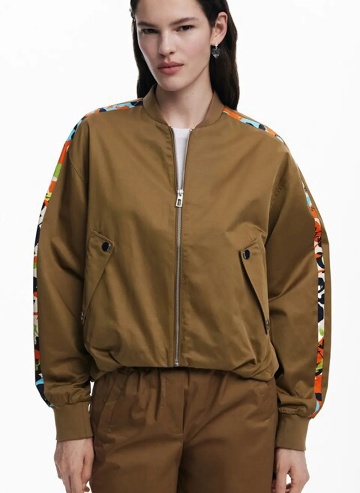 Veste ample en coton mélangé Marron