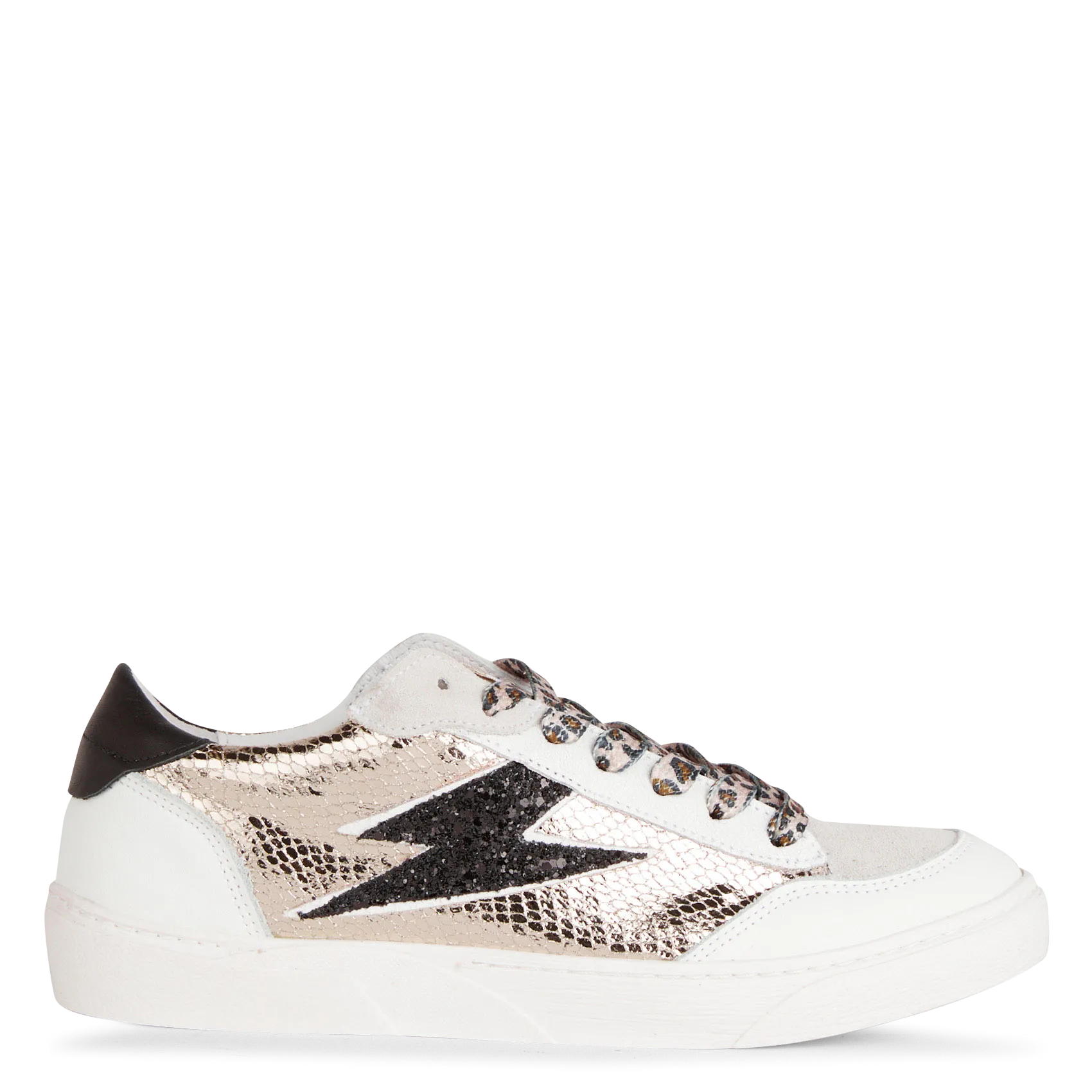 Baskets basses métallisées croco Doré TALINE