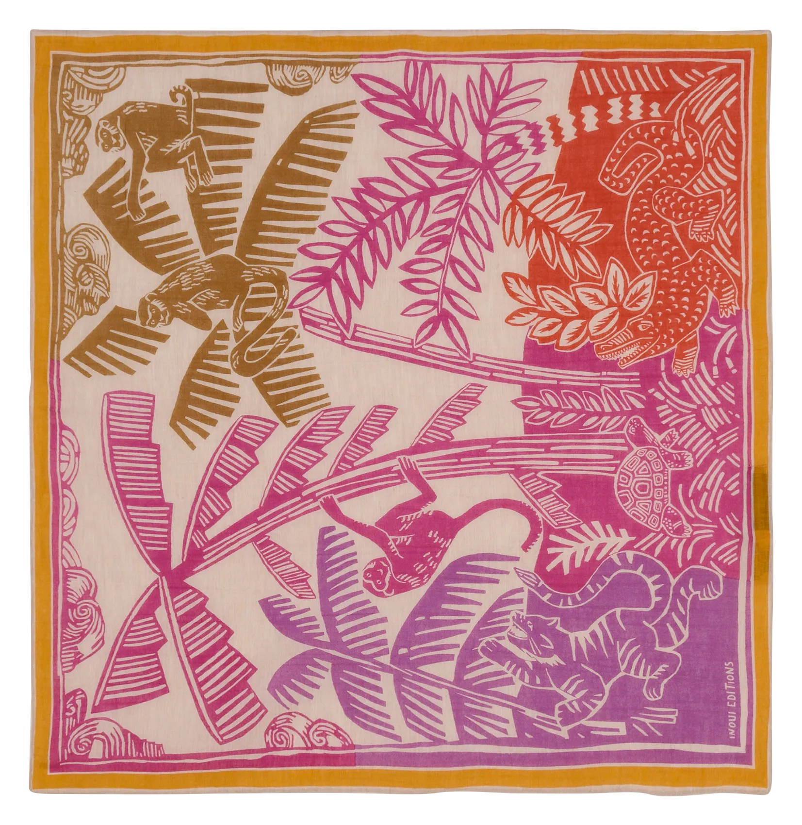 Foulard imprimé en coton Rouge JUNGLE