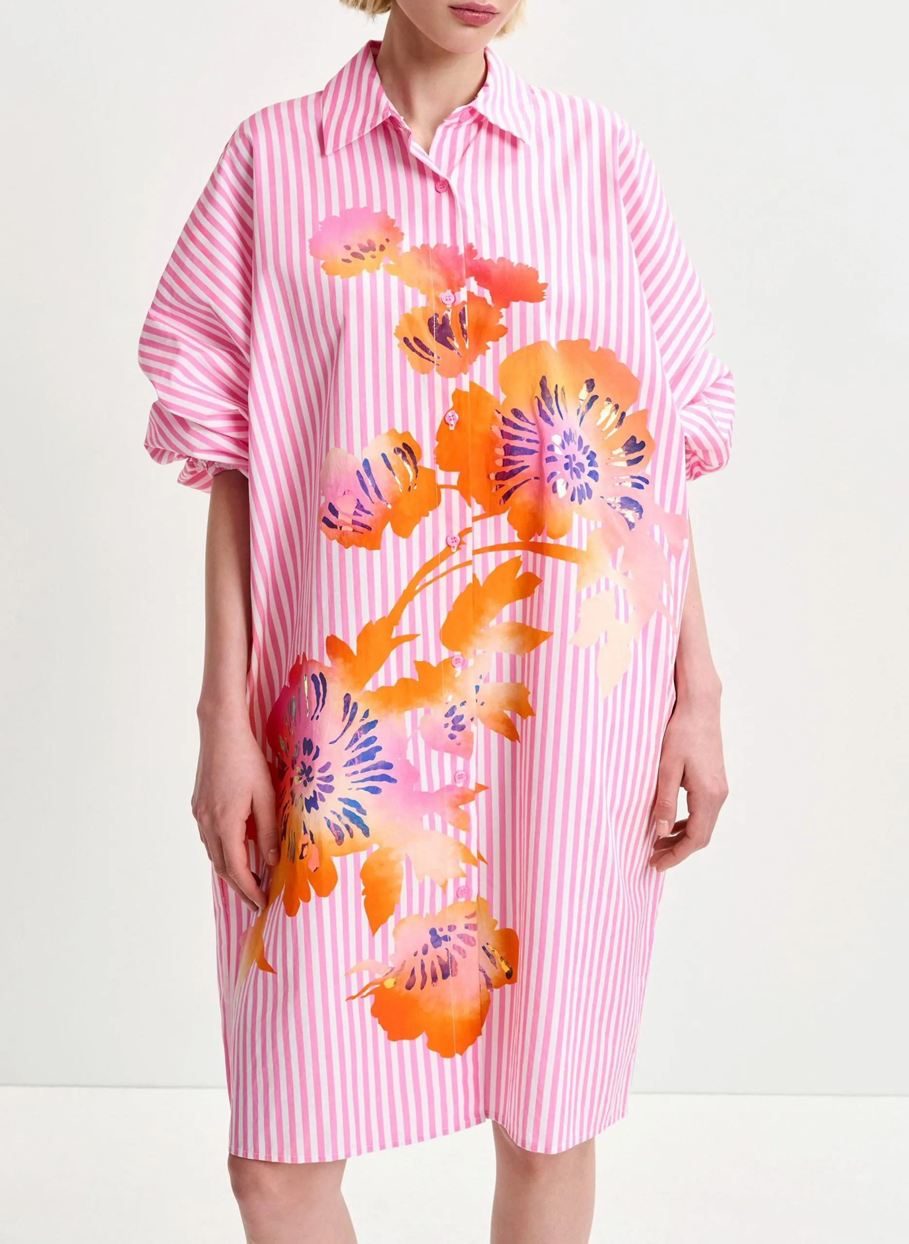 Robe courte manches longues imprimée Rouge HOSES