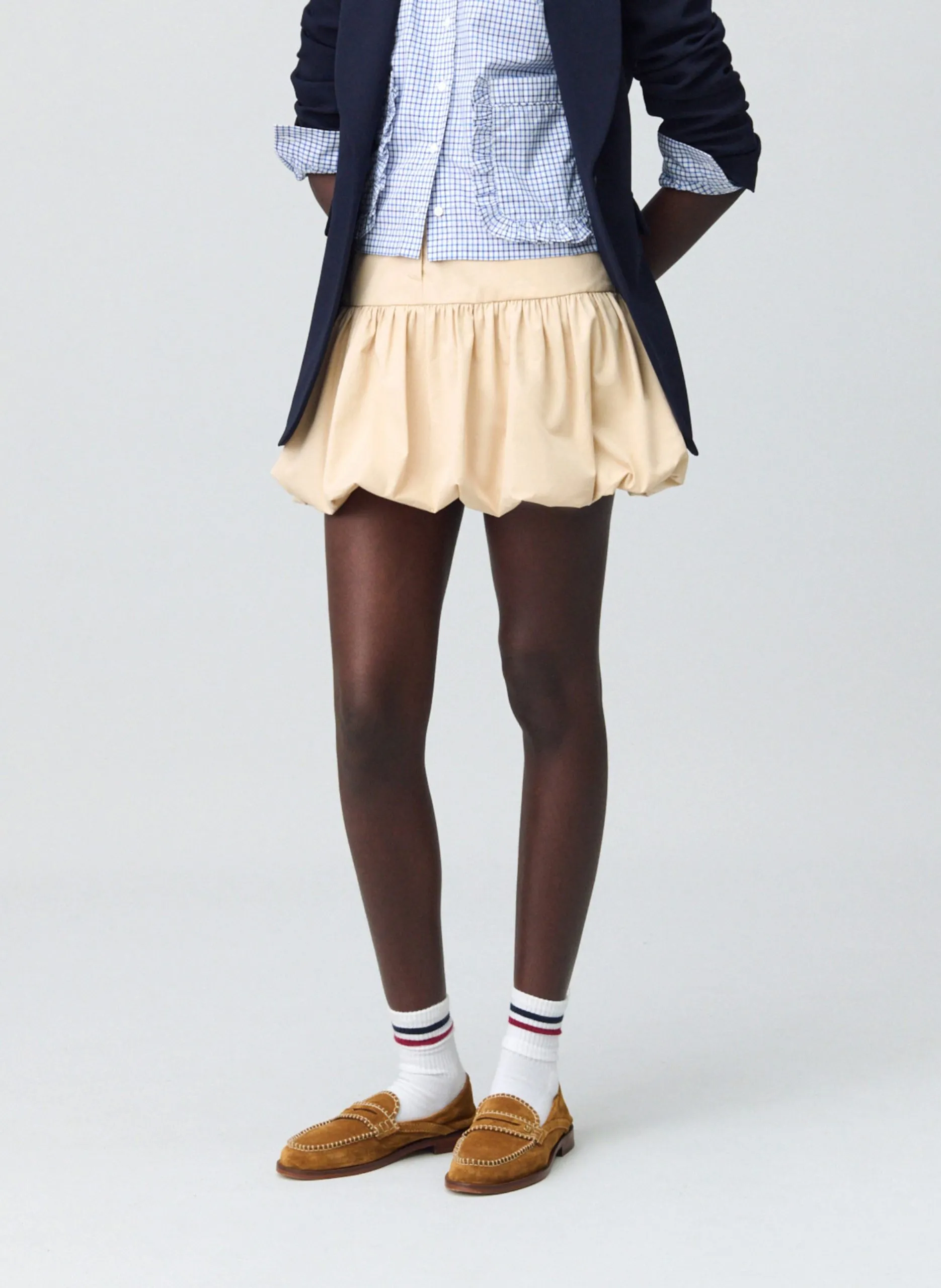 Jupe courte en coton Beige