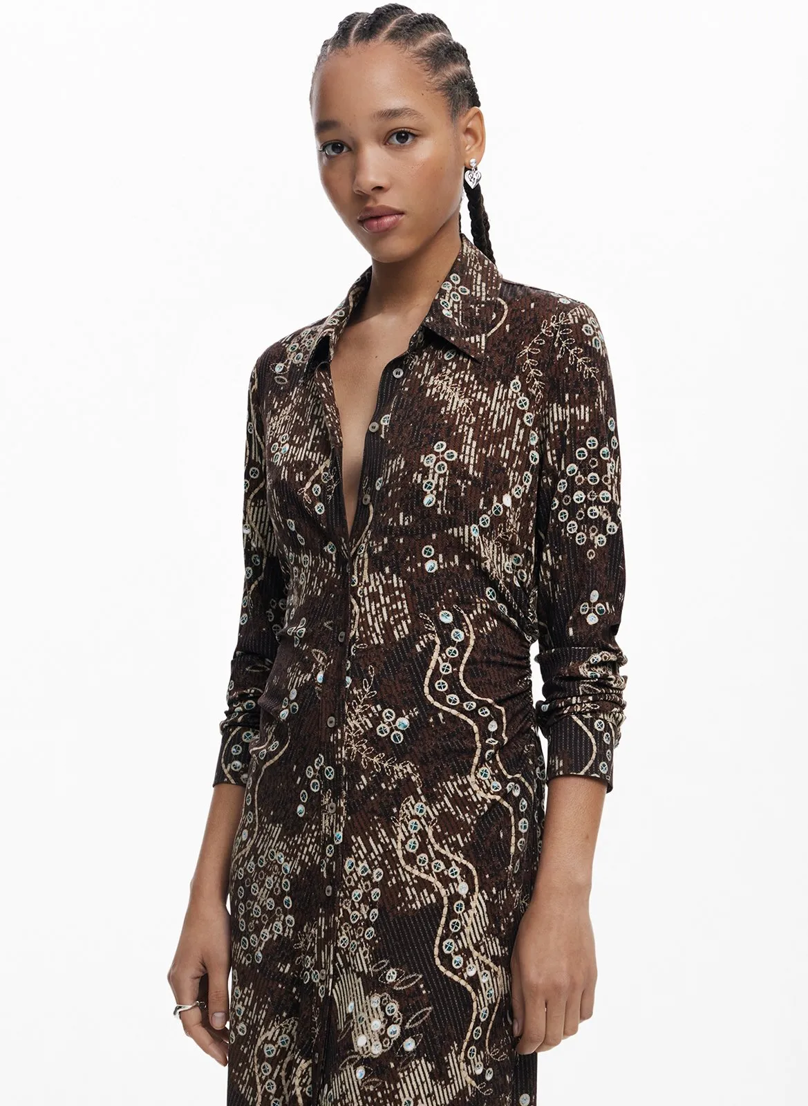 Robe midi chemise Marron