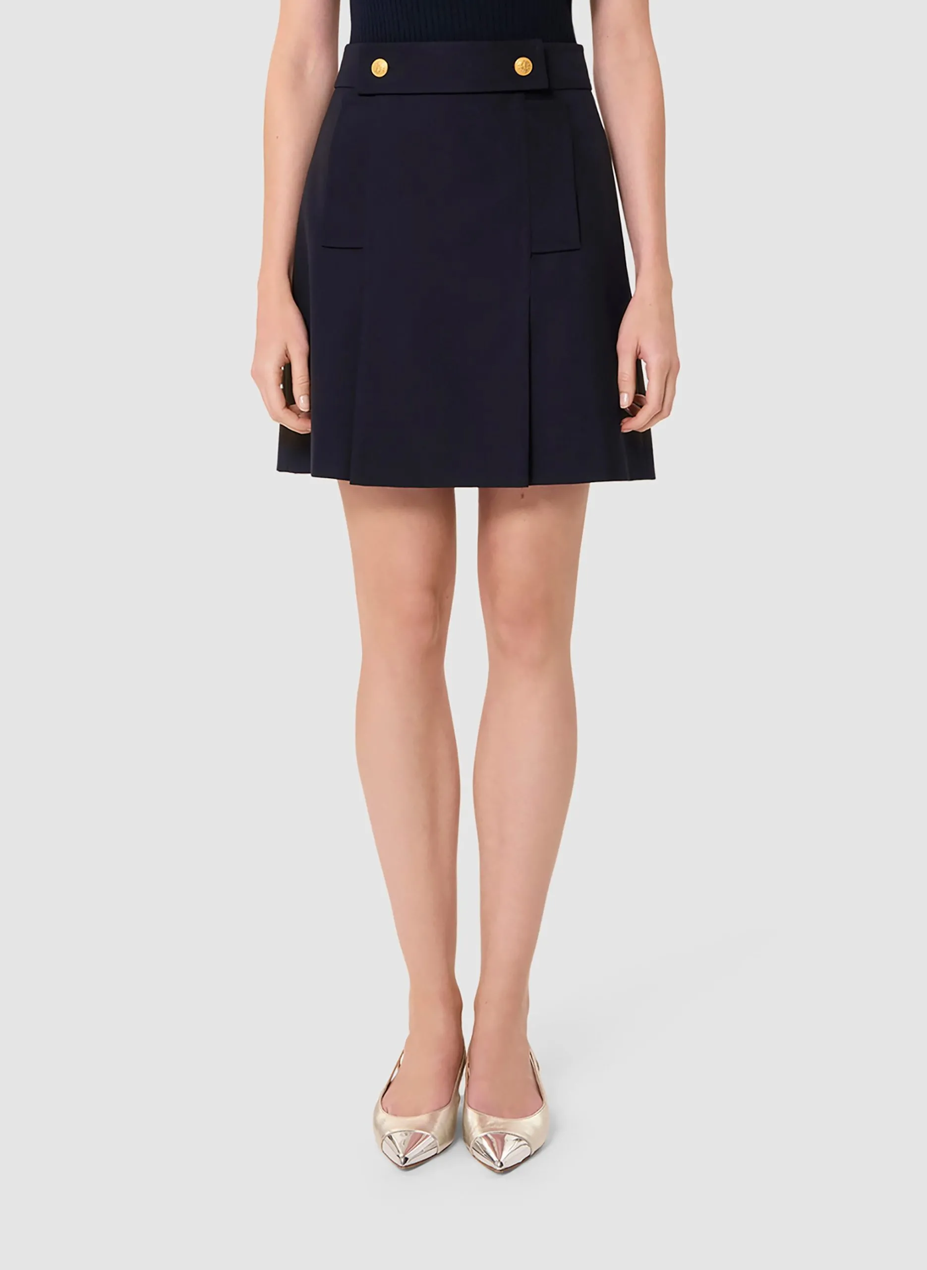 Jupe courte en fibres recyclées mélangées Bleu JIMMY