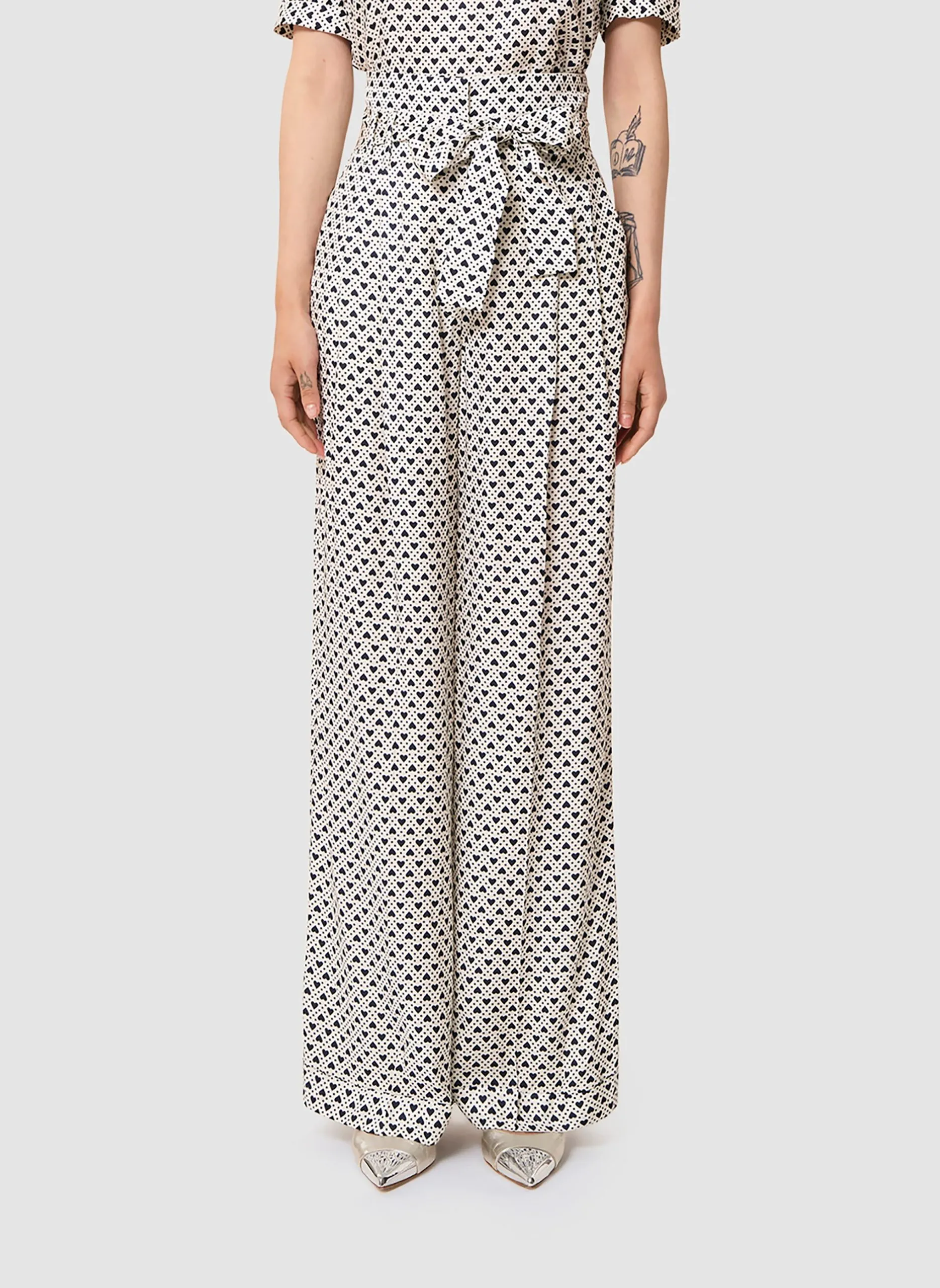 Pantalon large imprimé Blanc PIA