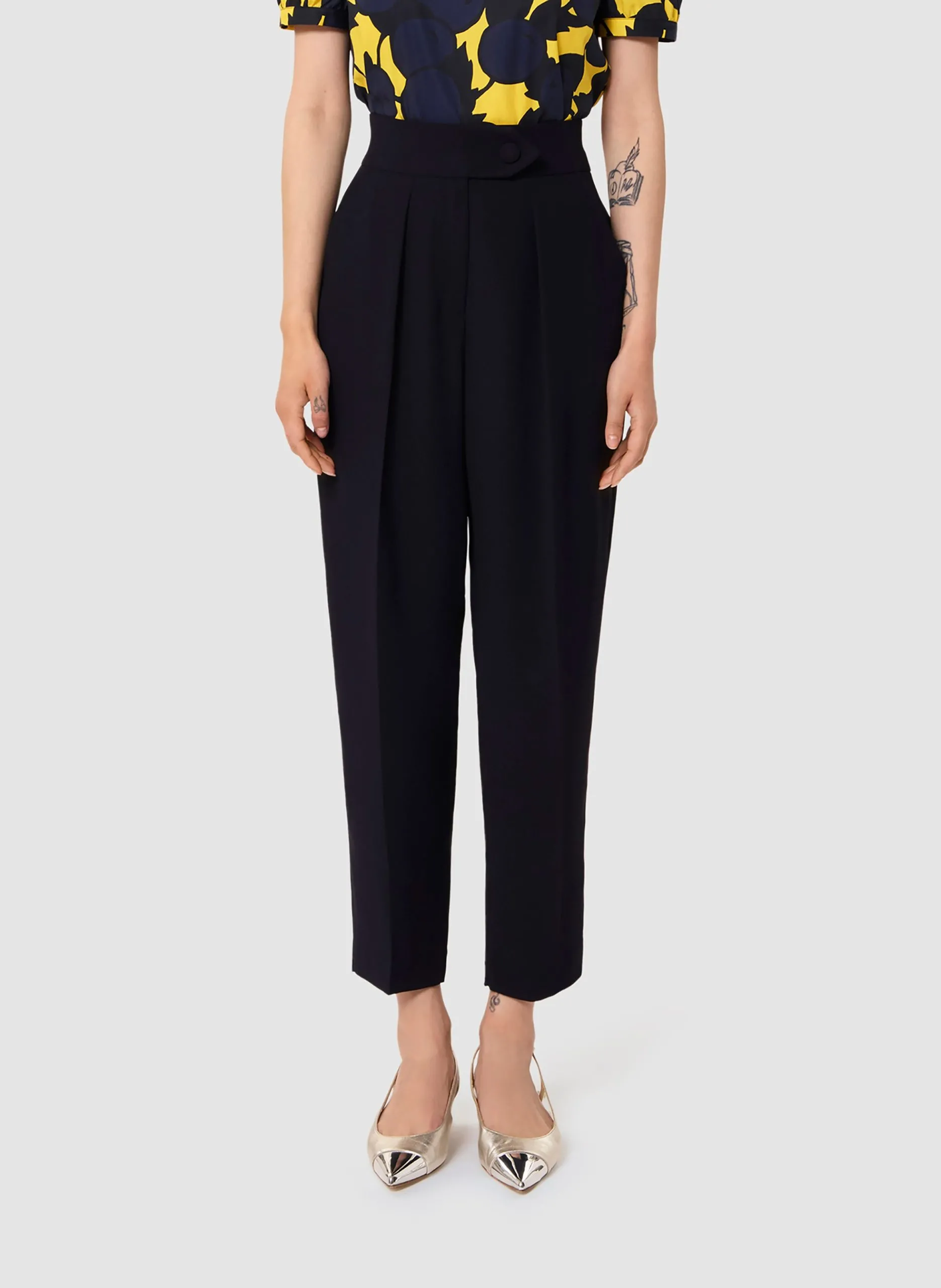 Pantalon droit taille haute Bleu PAASO