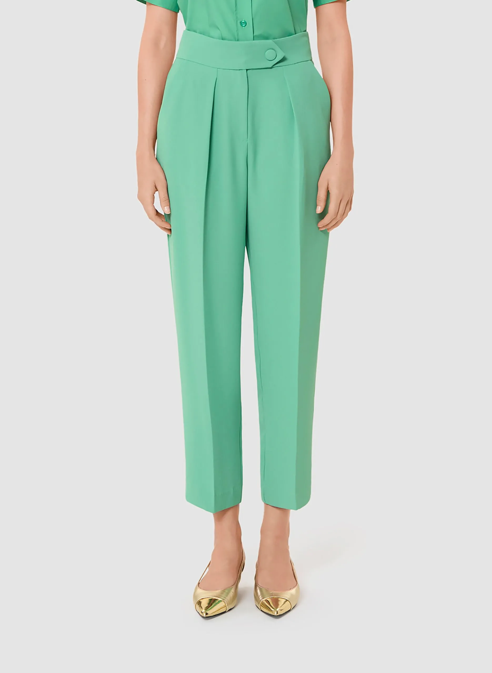 Pantalon droit taille haute Vert PAASO