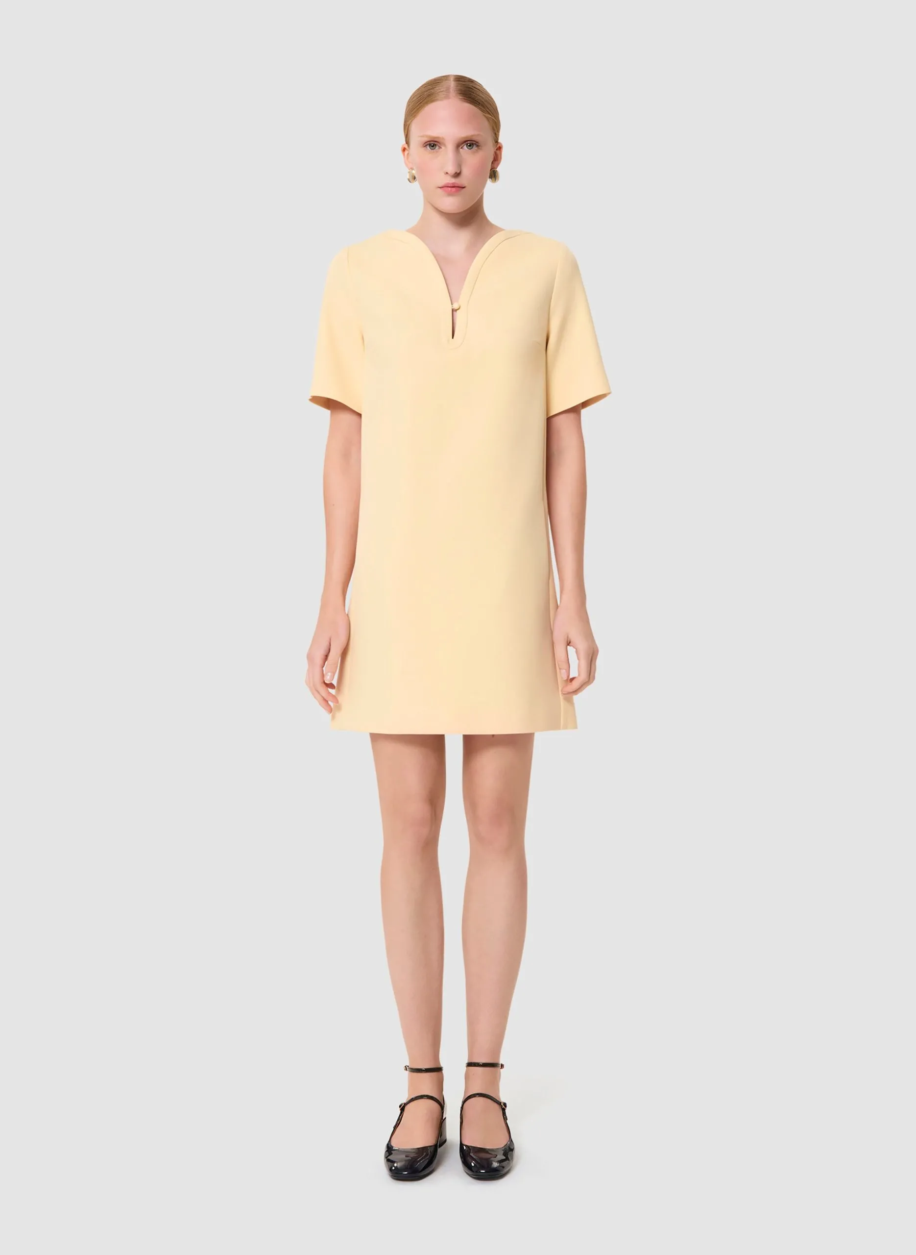 Robe courte col V Jaune RAY