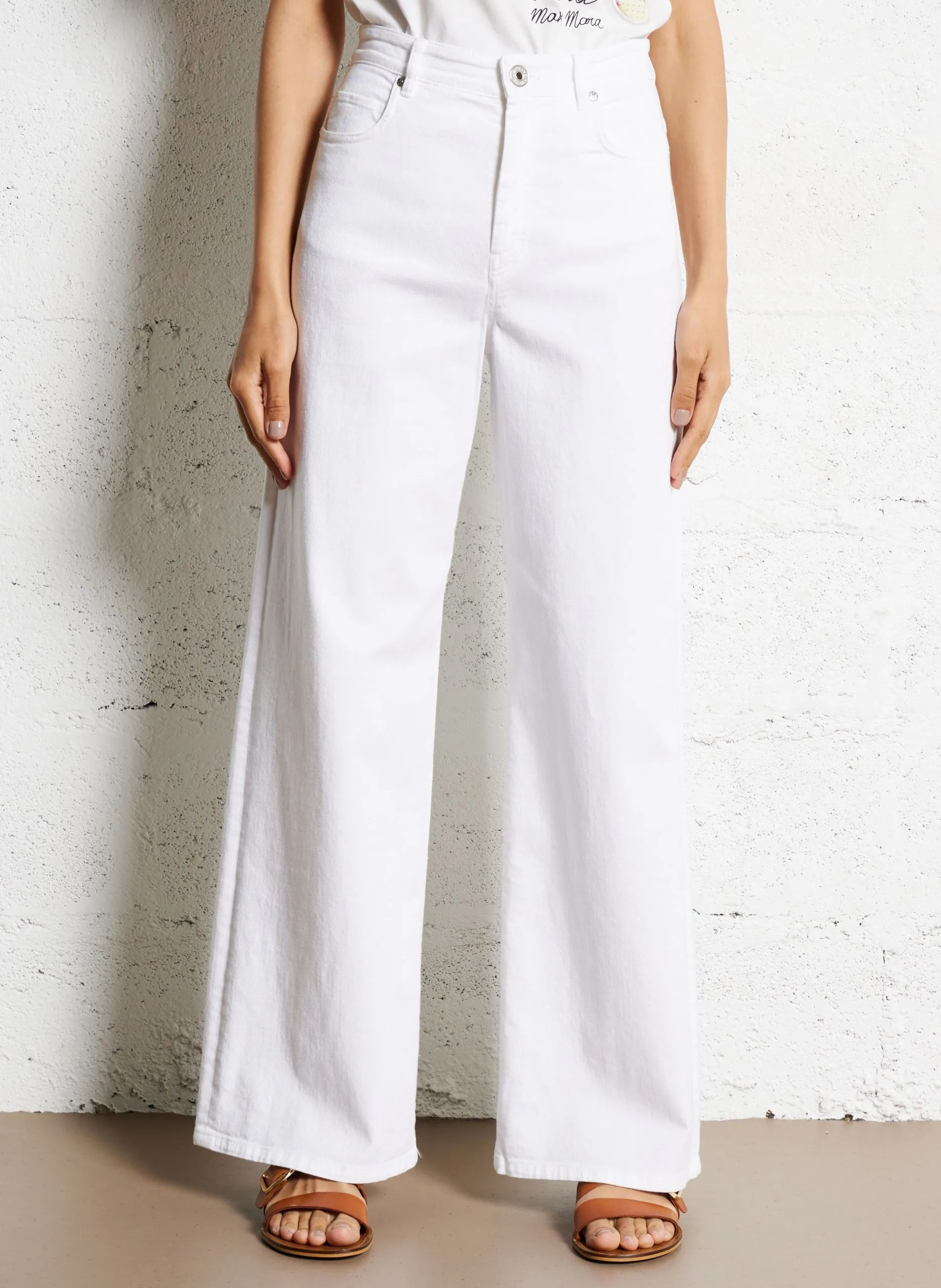 Jean large en coton mélangé Blanc MEDINA