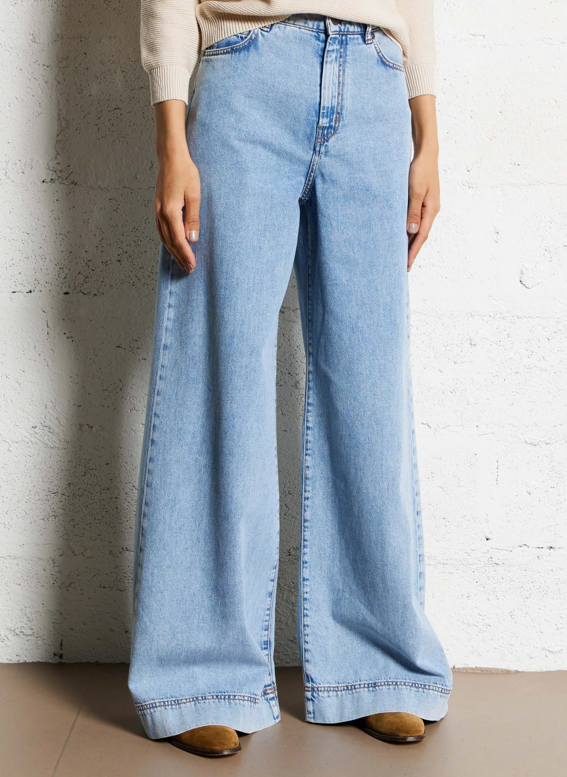 Jean droit en coton Bleu VEGA