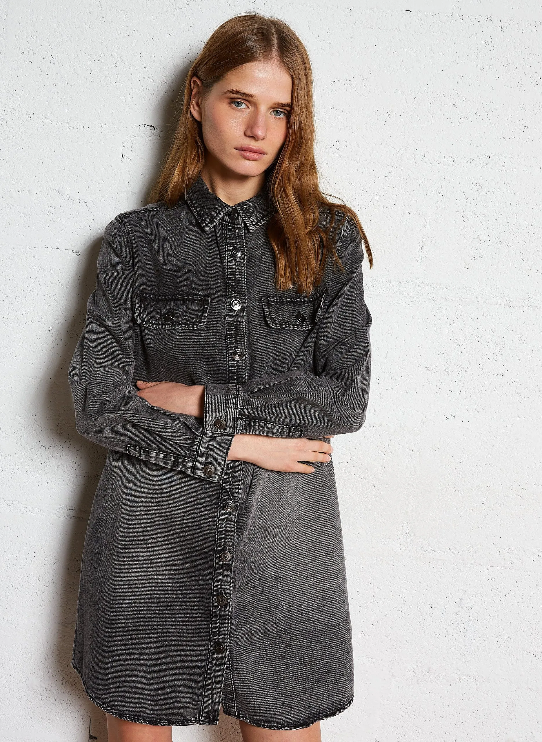 Robe courte en coton Gris MERCY