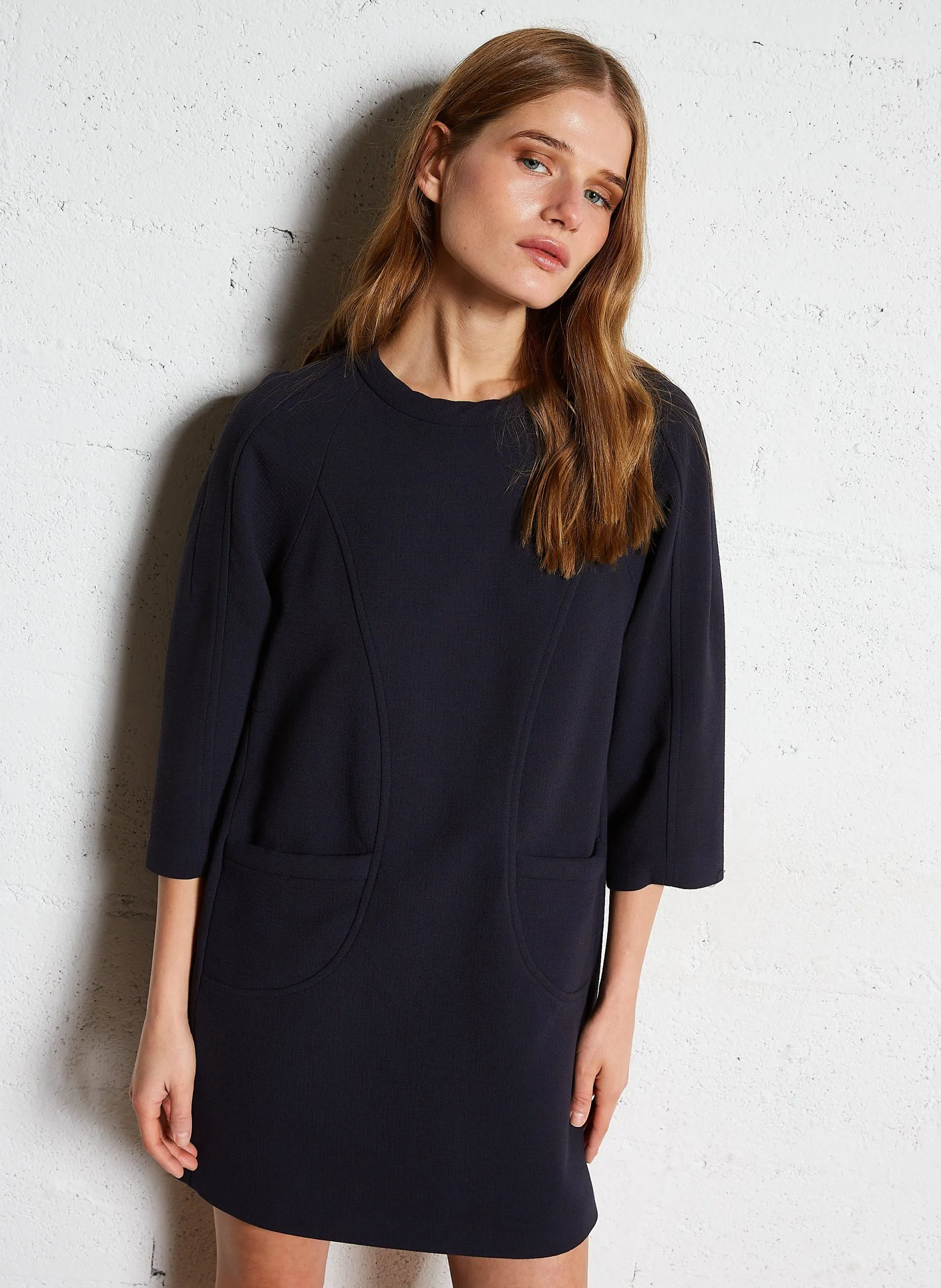 Robe courte en maille Bleu MOLYNA