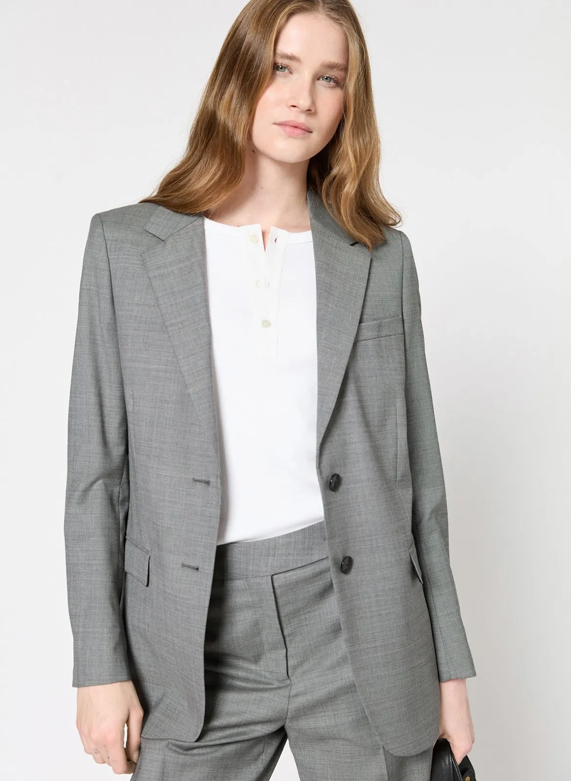 Veste de tailleur en laine mélangée Gris RHEA