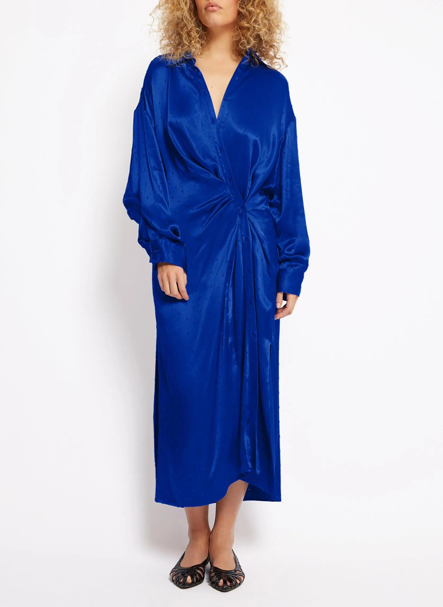 Robe longue ajustée Bleu JILLY