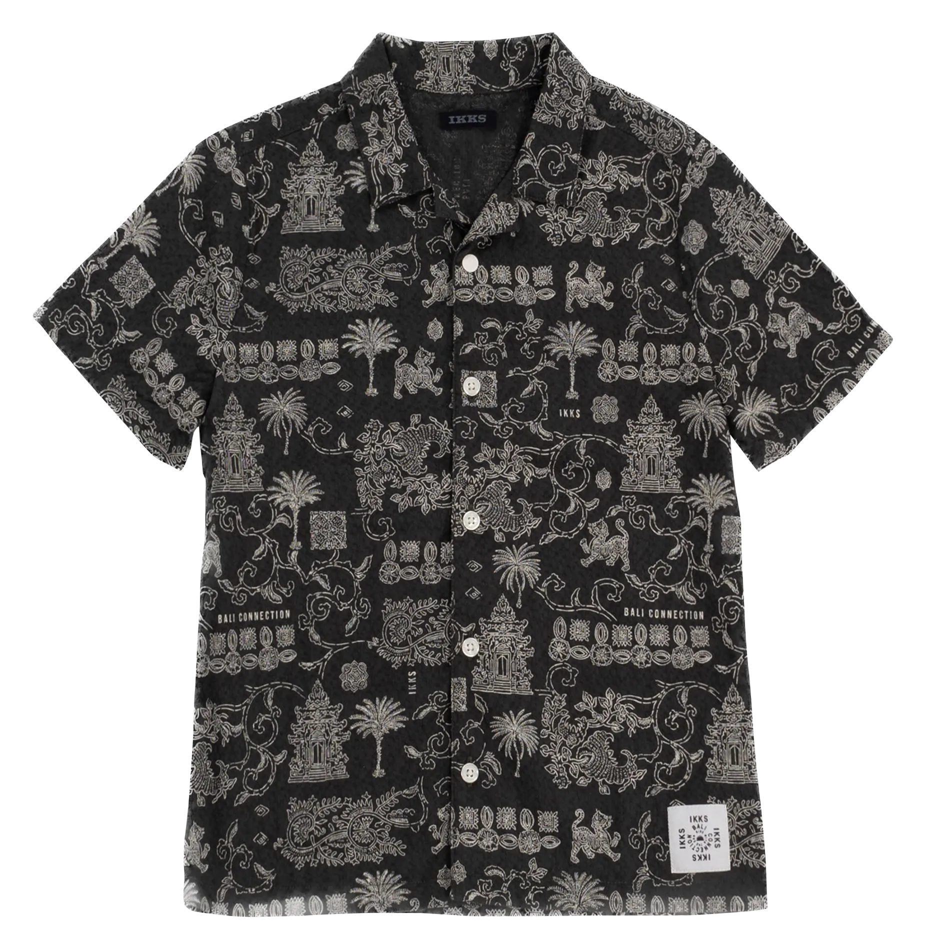 Chemise droite en coton imprimé Gris