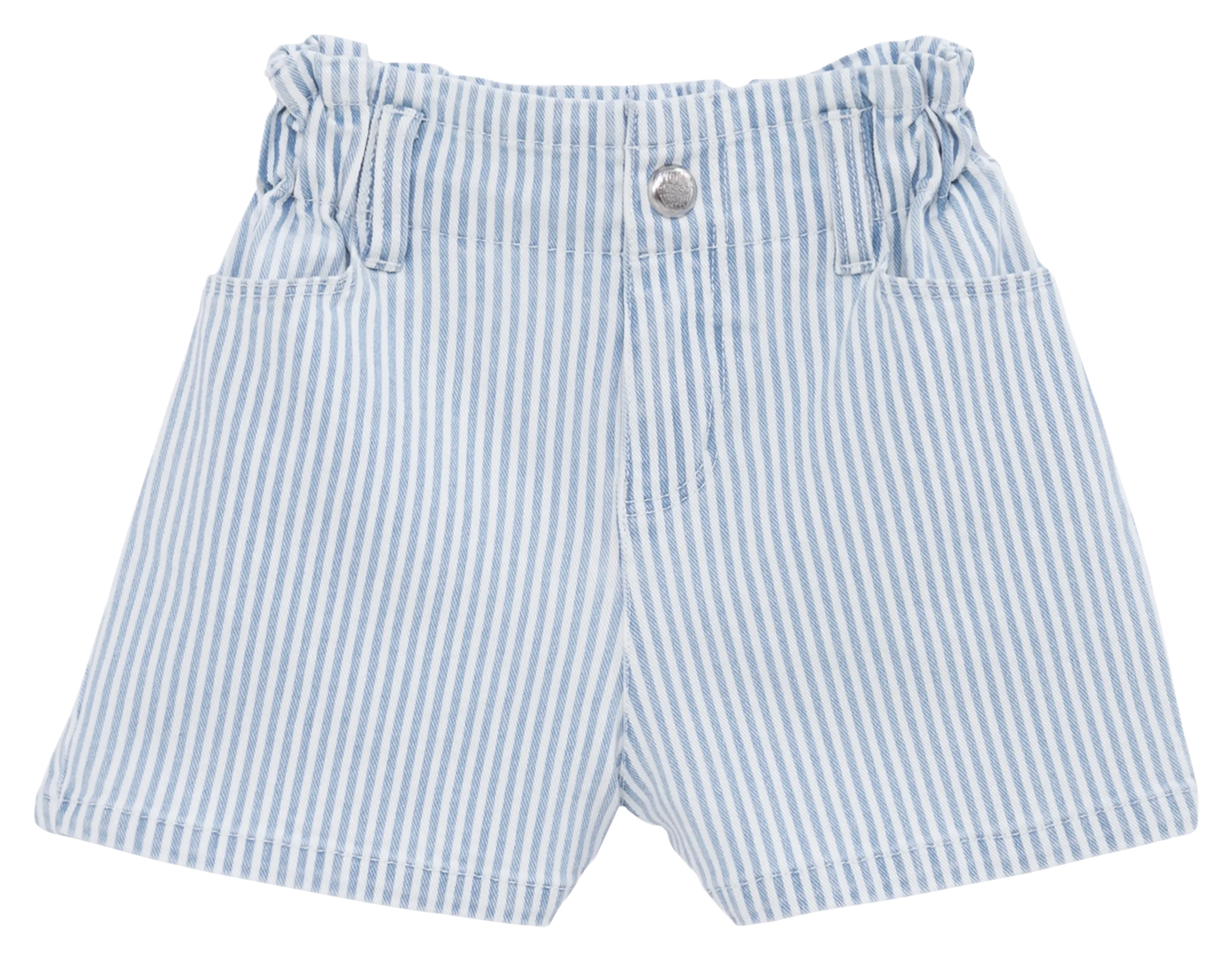 Short droit en coton mélangé rayé Blanc