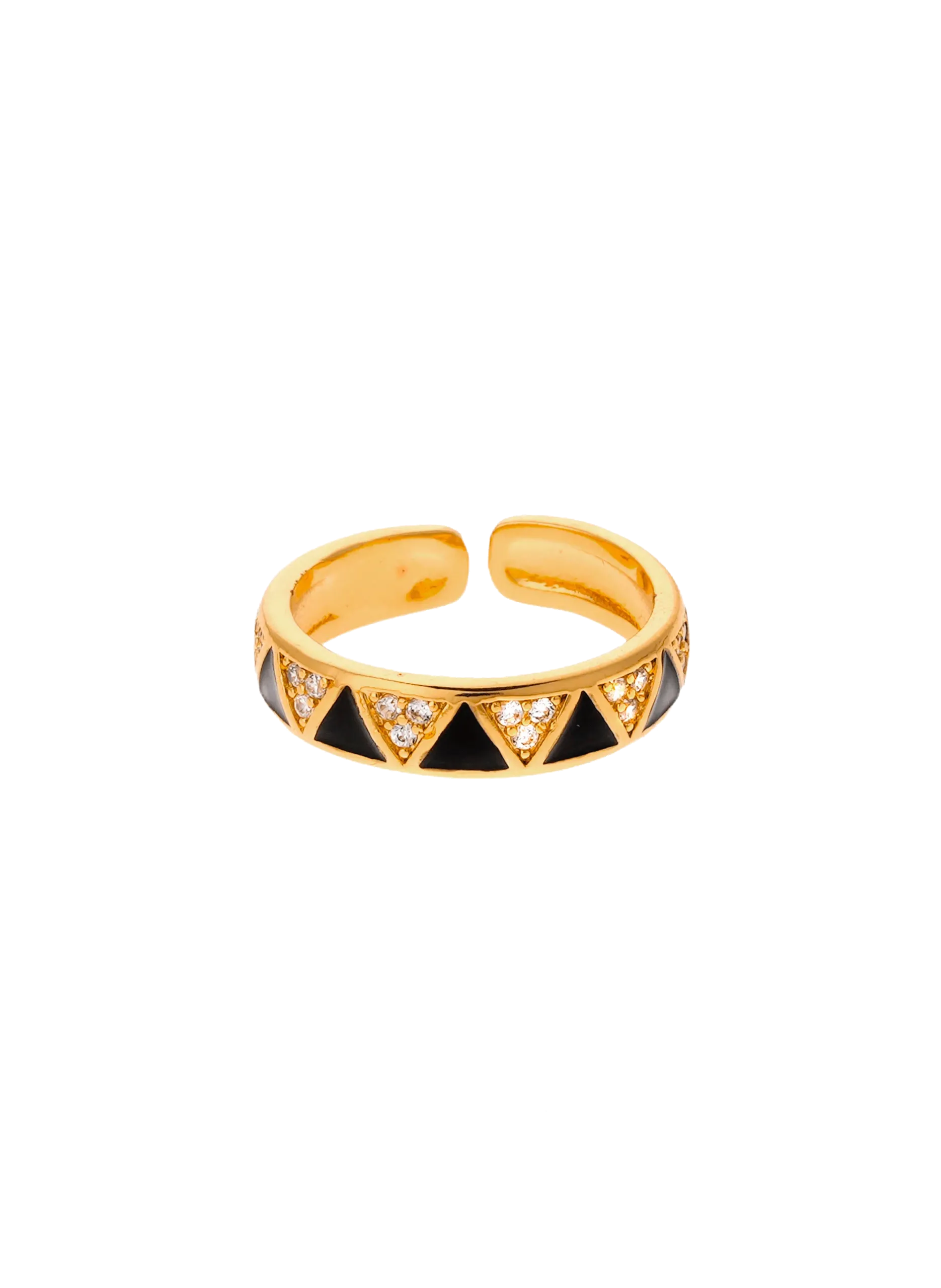 Bague ajustable avec émail coloré et strass Noir YOLANDA