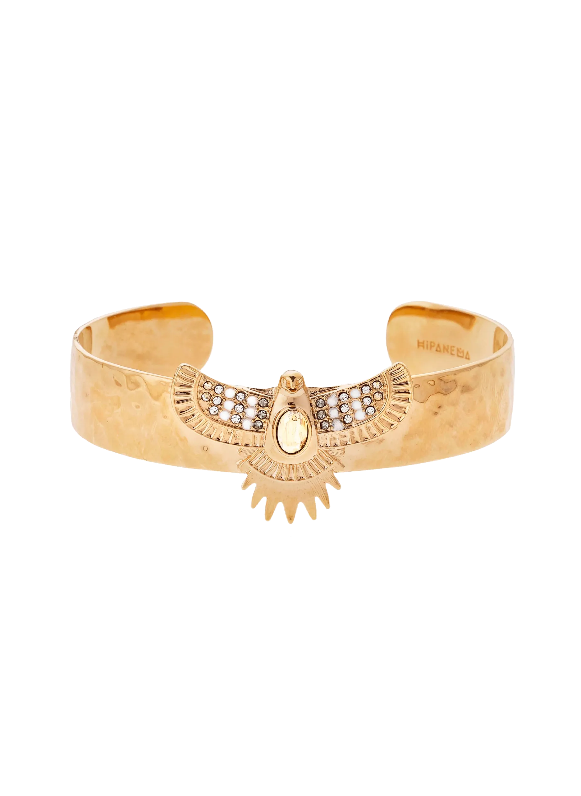 Bracelet jonc avec cabochon central et perles Blanc SERRA