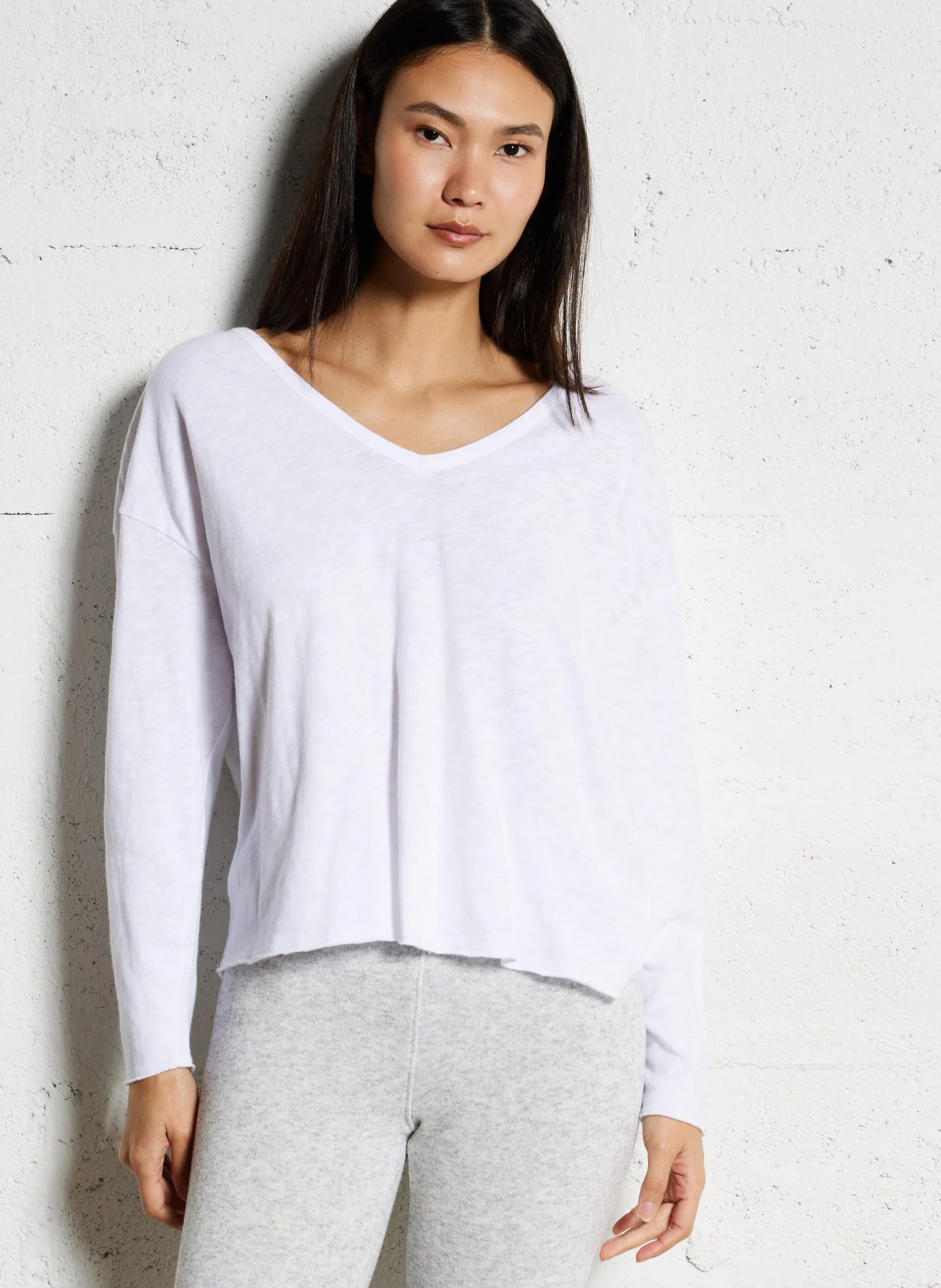 Tee-shirt manches longues en coton Blanc SONOMA