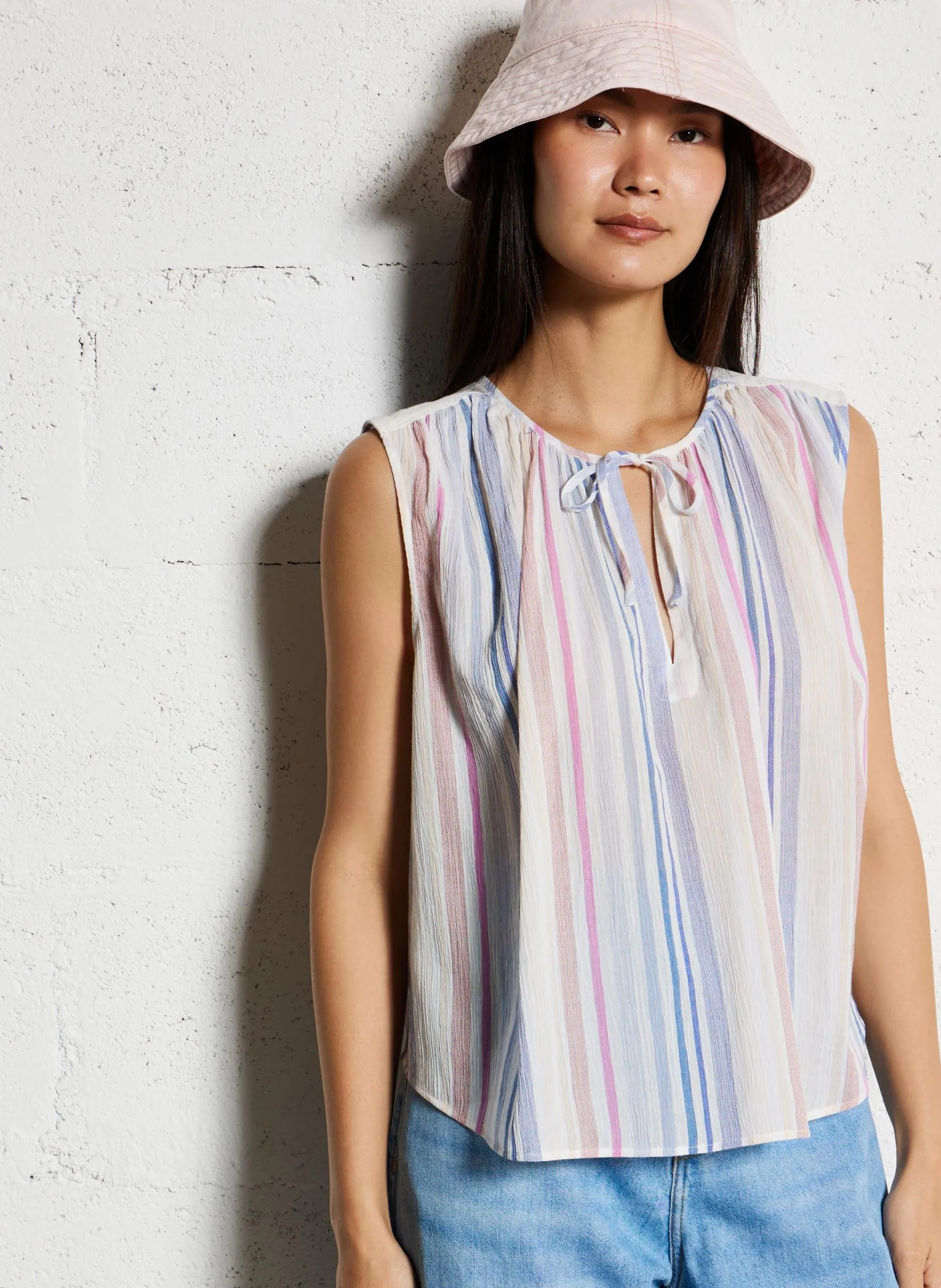 Top sans manches rayé en coton Rayé HALISON