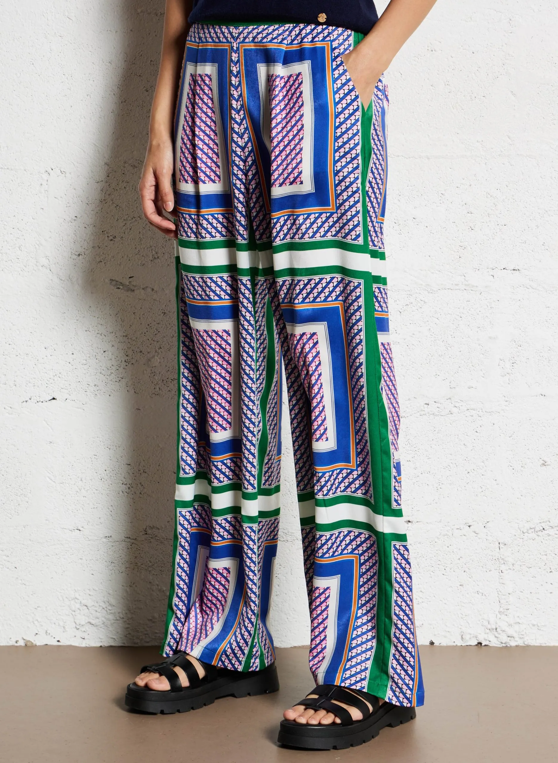 Pantalon droit à imprimé graphique Multicolore POLETTE