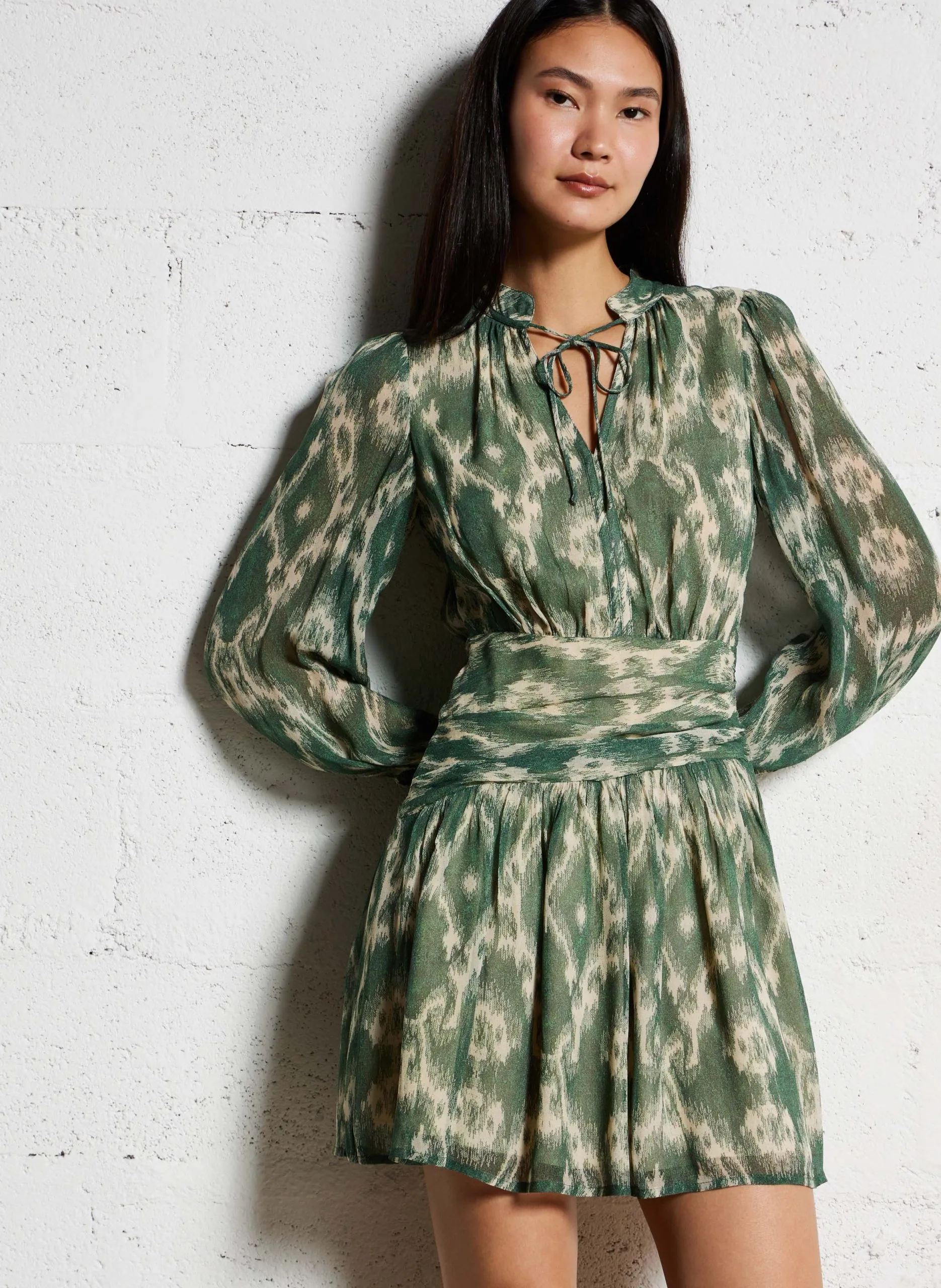 Robe courte imprimé Kaki MINTHE