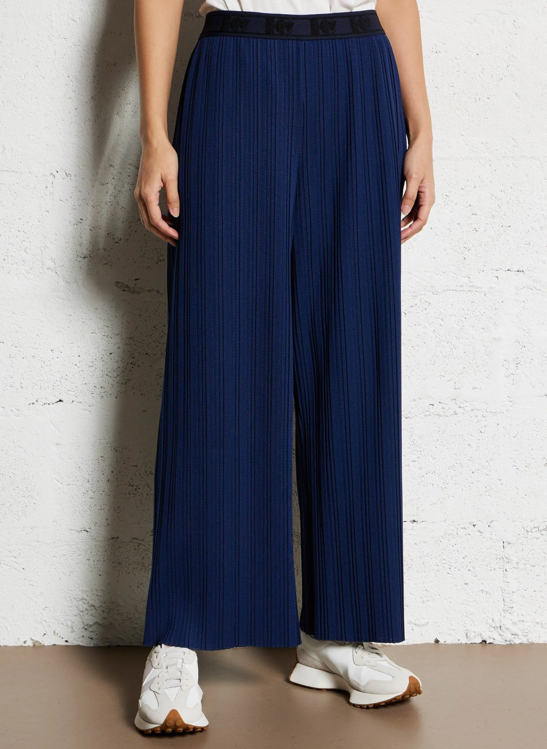 Pantalon large plissé Bleu