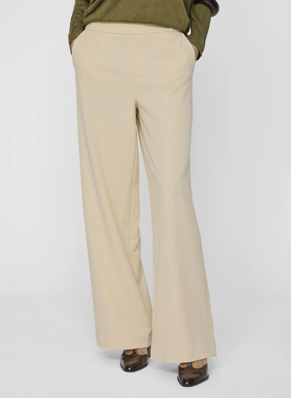 Pantalon droit taille haute Blanc