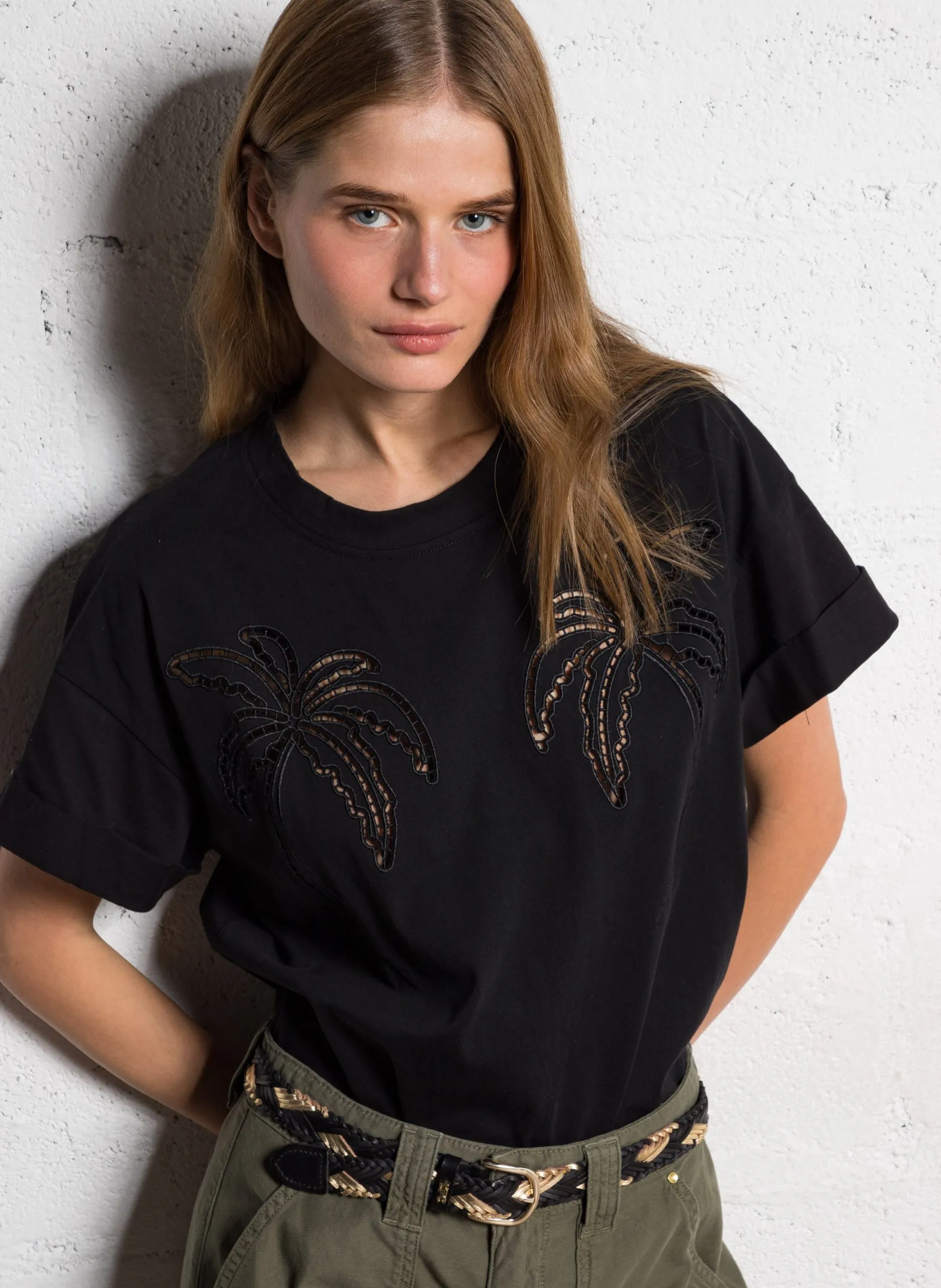 Tee-shirt oversize col rond en coton Noir ISTAN