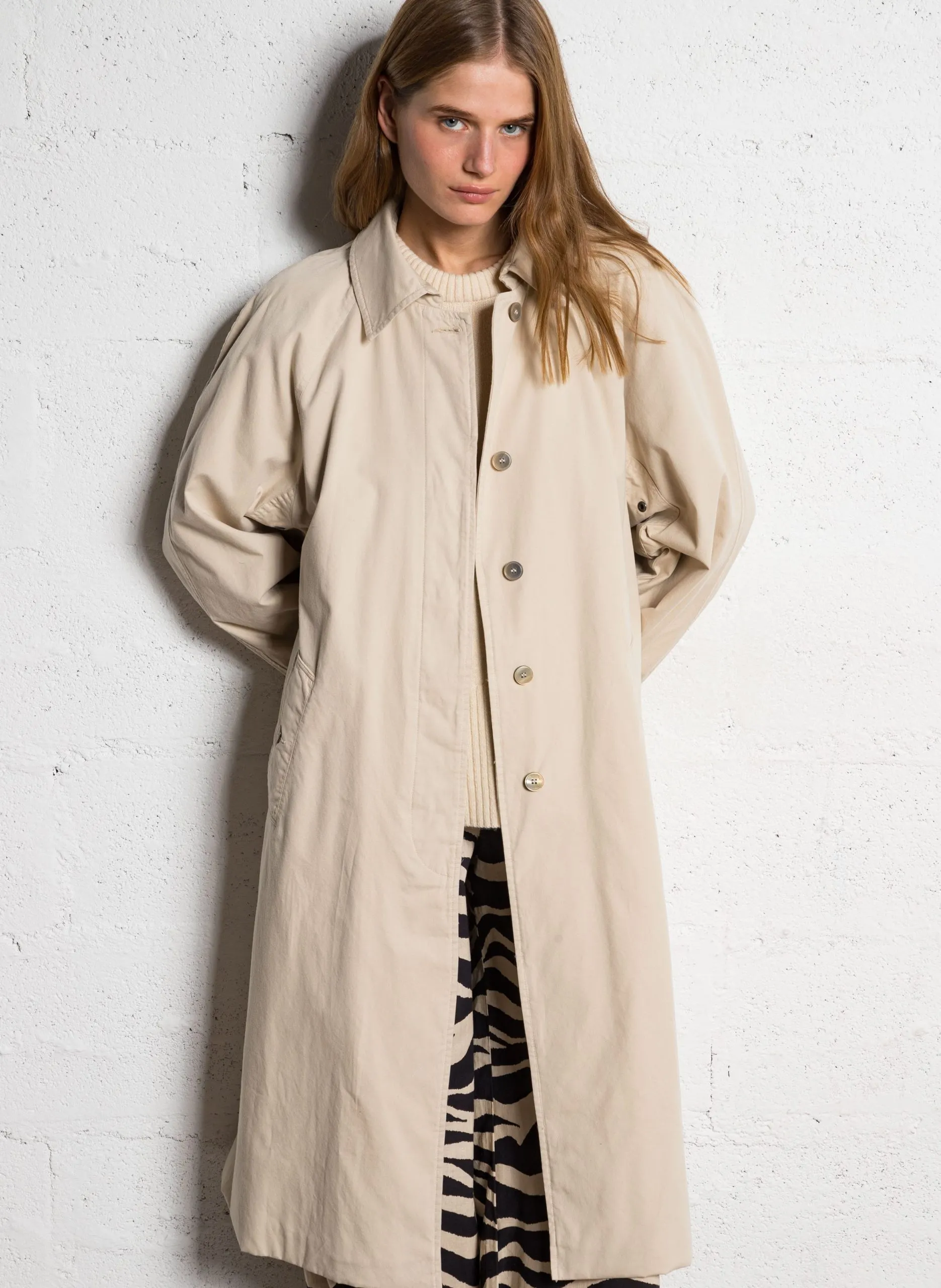 Trench oversize en coton Beige ZEUS