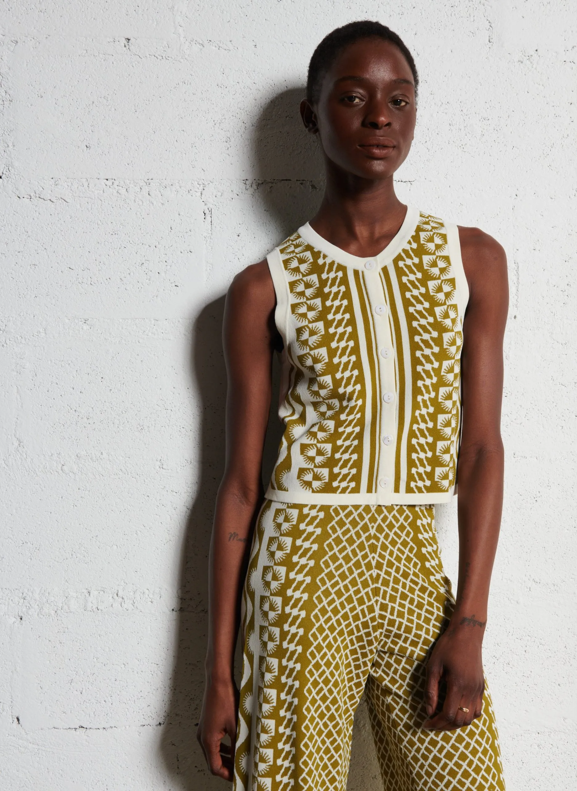 Gilet col rond Kaki GABLESI