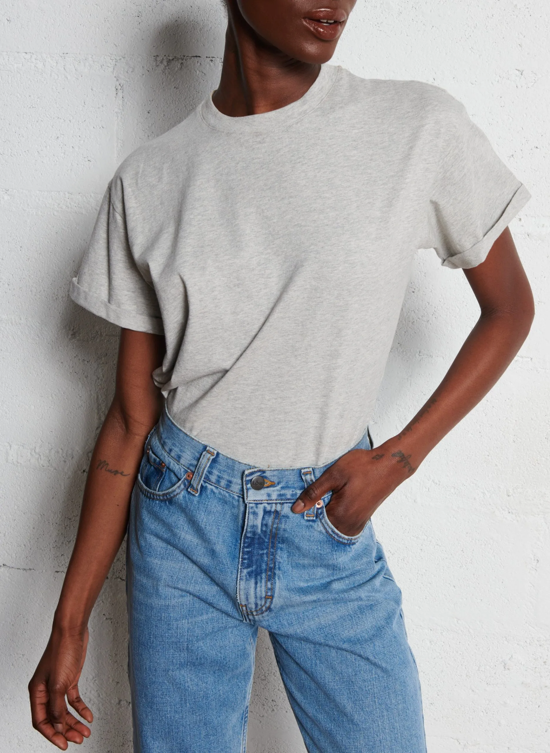 Tee-shirt manches courtes en coton Gris ROSIE