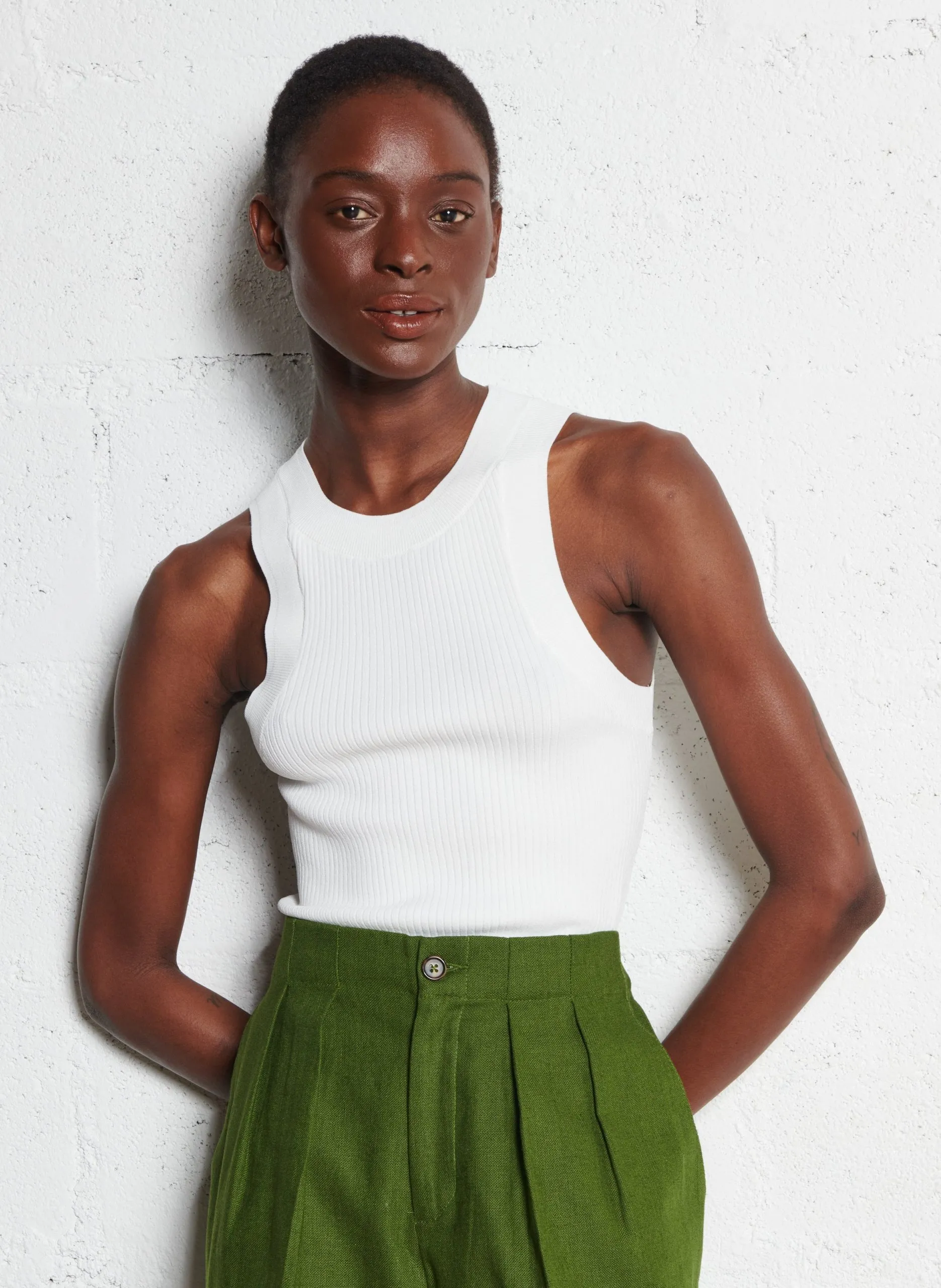 Débardeur col rond Beige MAGNUS