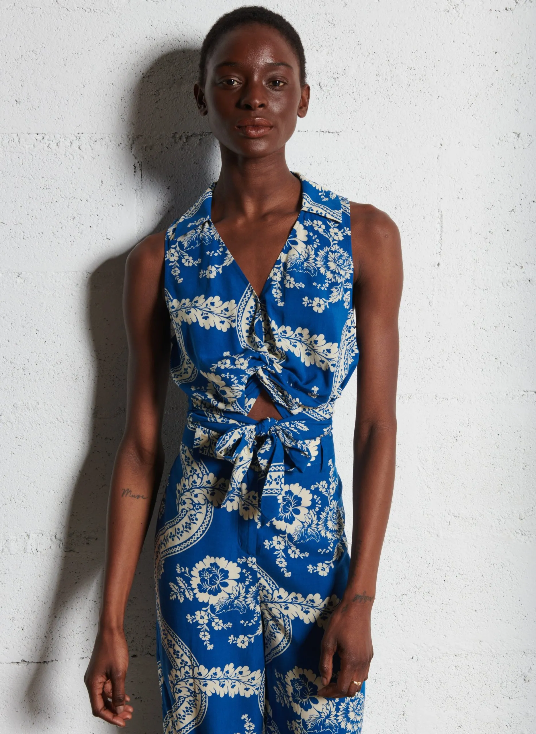 Top sans manches drapé à motifs Kaki TABASCO