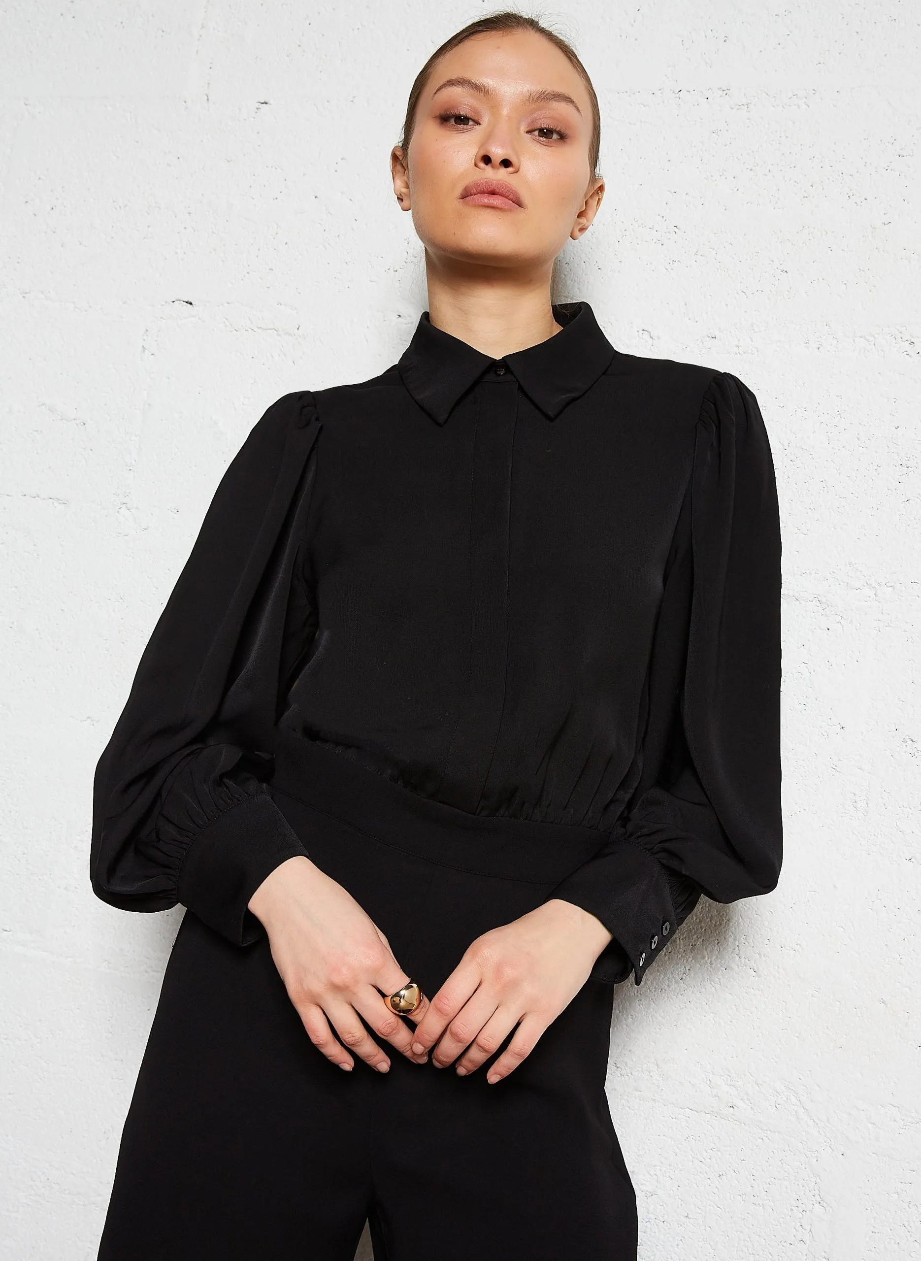 Combinaison longue bi-matière Noir RIVKA