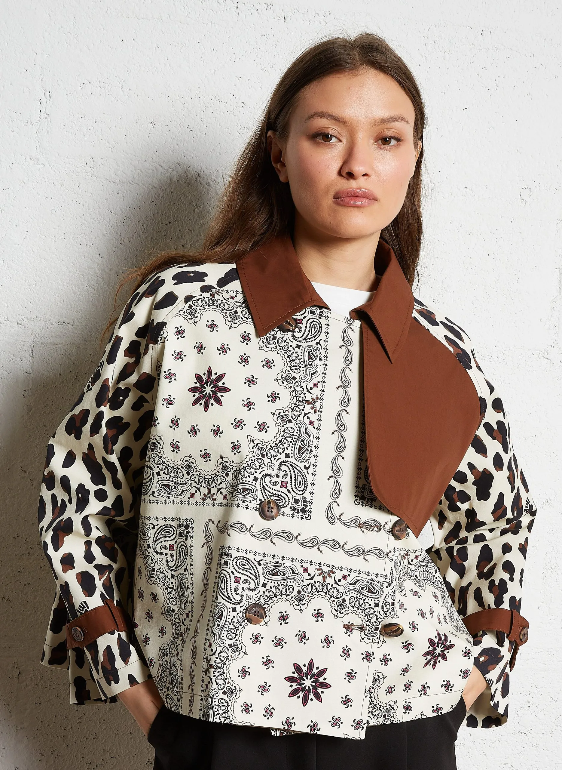 Veste col classique imprimée Multicolore