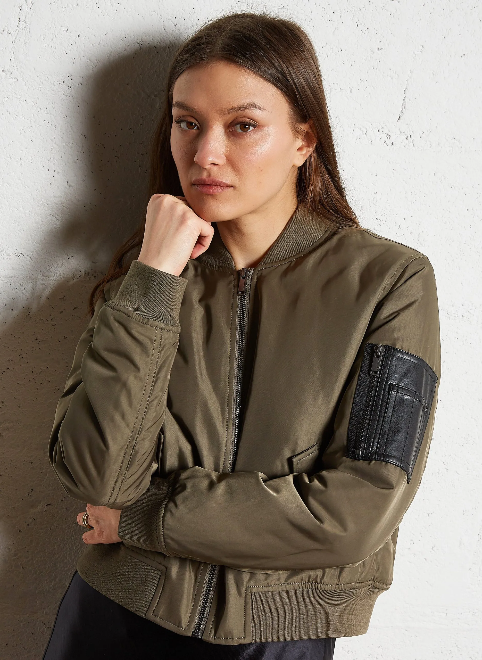 Blouson col rond Kaki