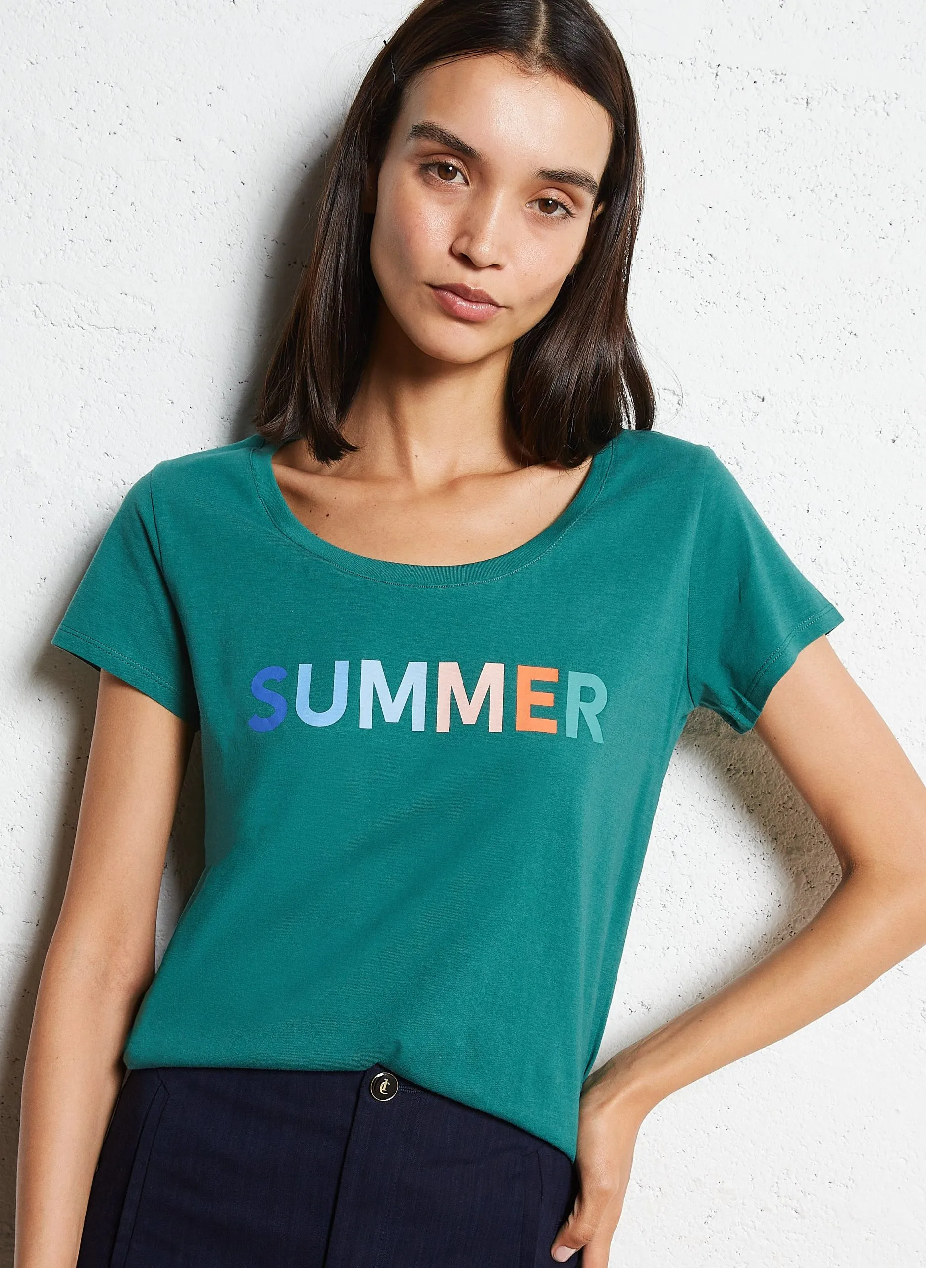 Tee-shirt imprimé en coton Vert