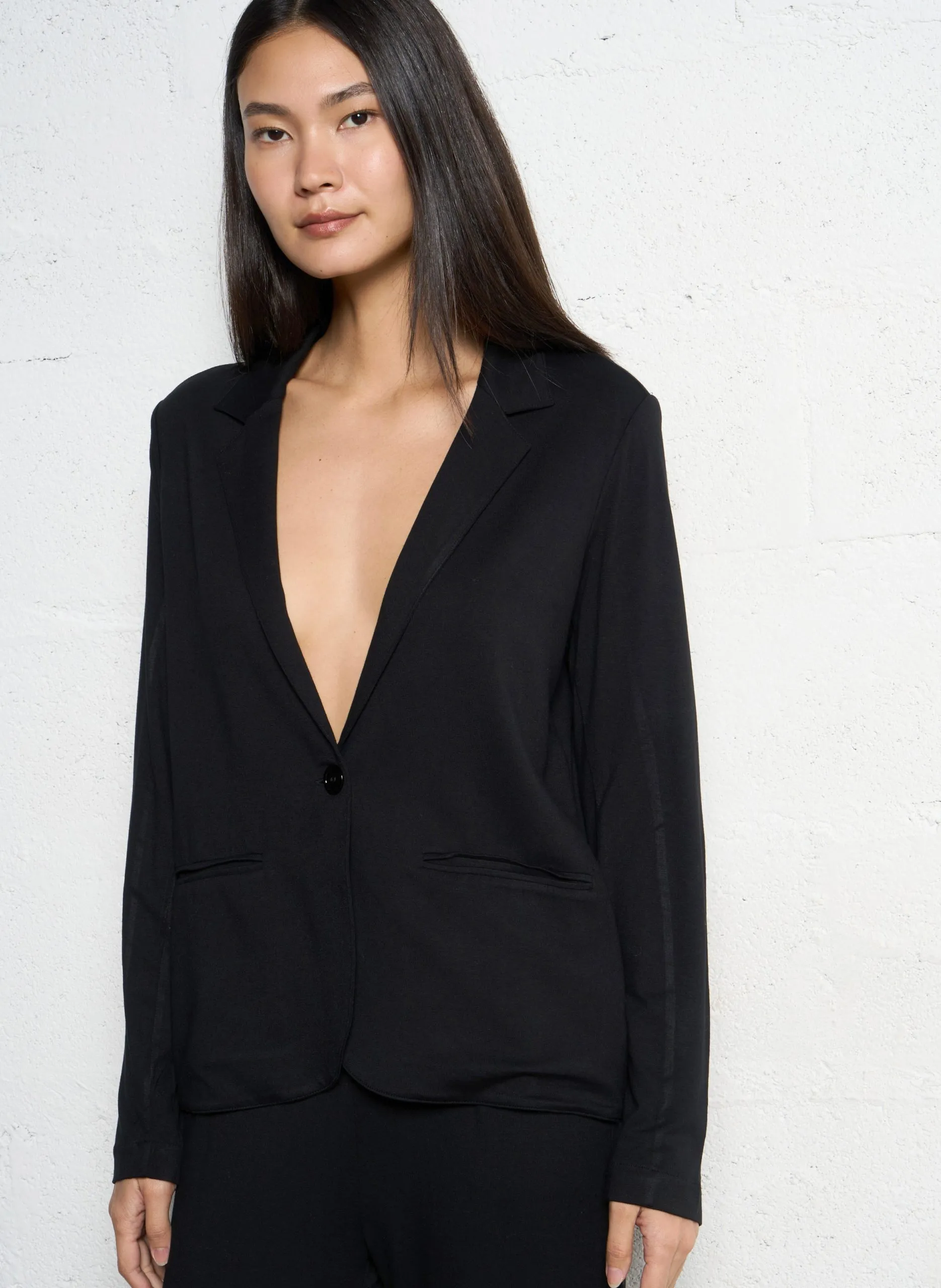 Veste droite en maille Noir