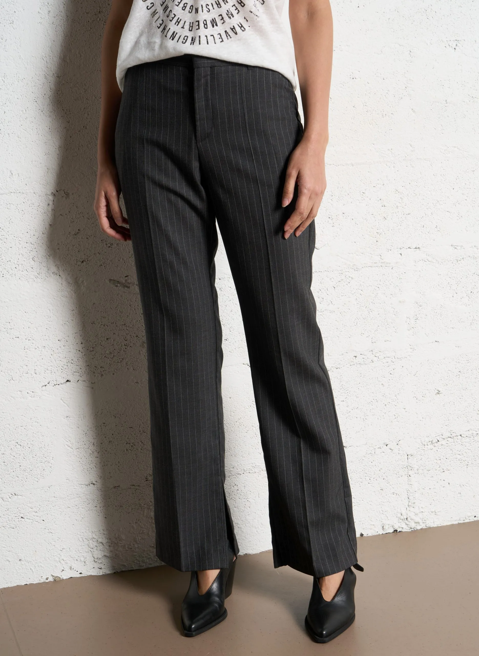 pantalon droit rayures tennis Gris